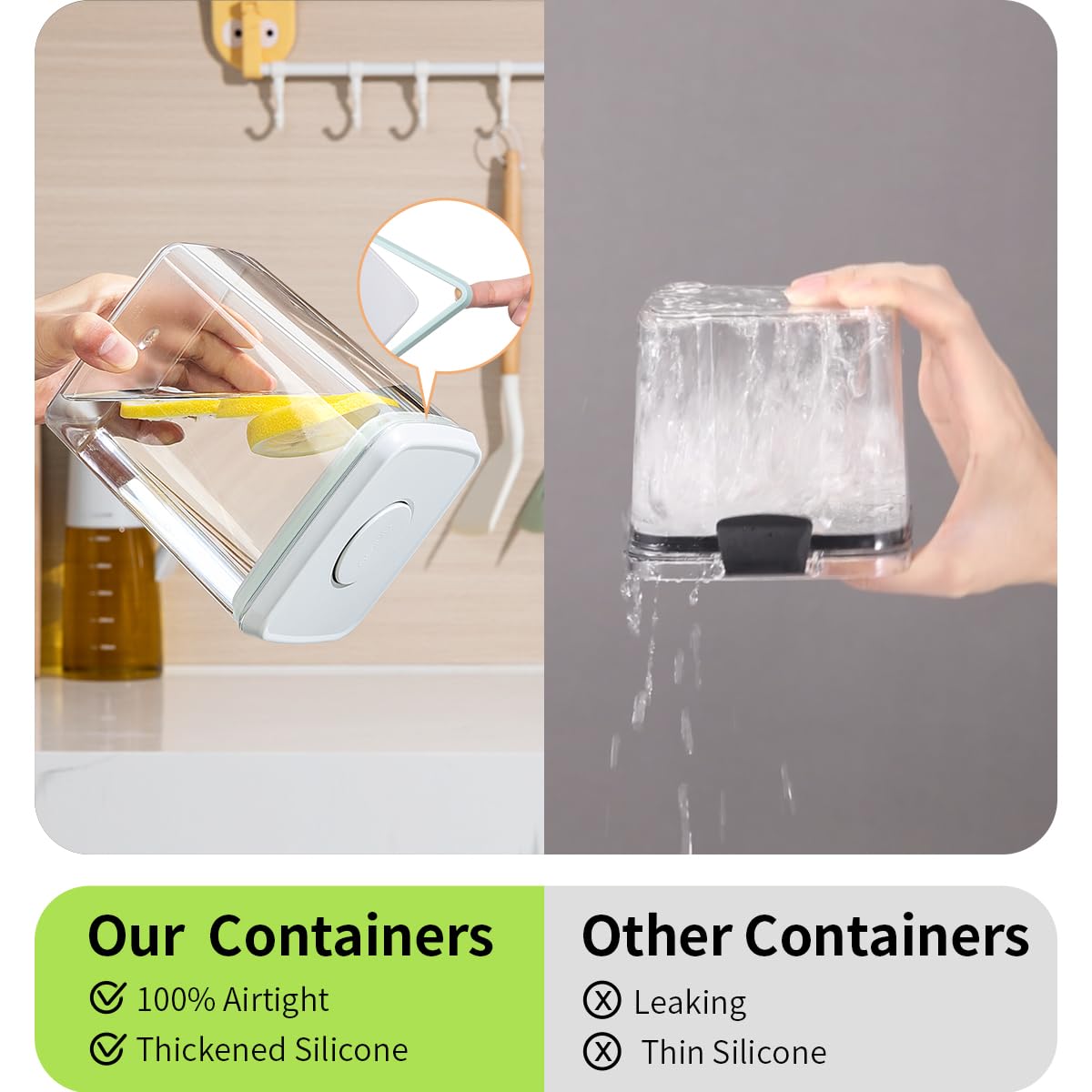EQI Pop Food Storage Containers Set, 6Pcs Airtight Containers with Lids for Kitchen Pantry Organizers and Storage,One Button Opening BPA-Free Food Containers for Cereal Flour Sugar(0.6, 1.3, 1.9Qt)*2