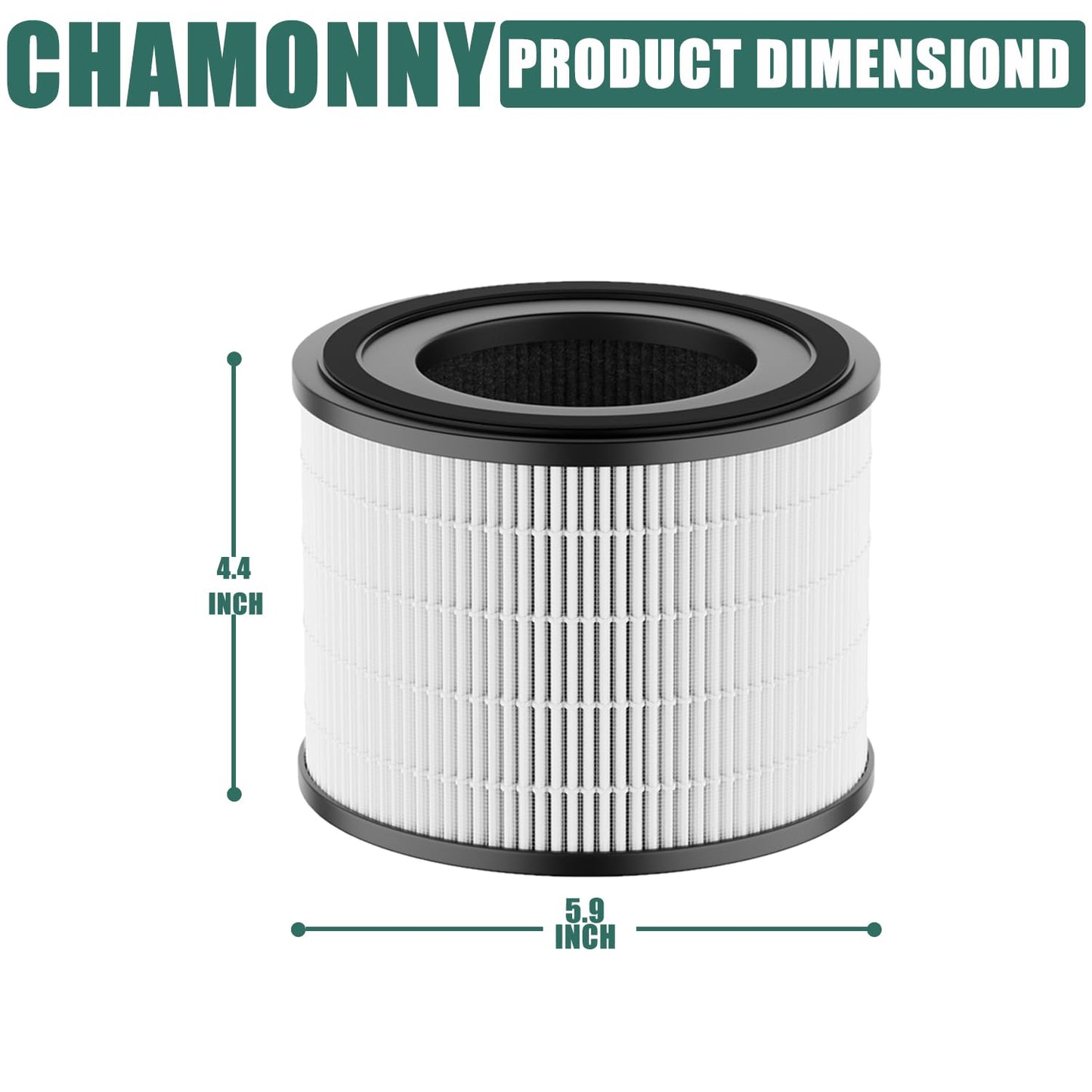 CHAMONNY AP-S0610L Filter Replacement, Compatible with MOO-KA AP-S0610L Air Purifier, 3-in-1 H13 True HEPA Filter and Activated Carbon Filter (4Pack)