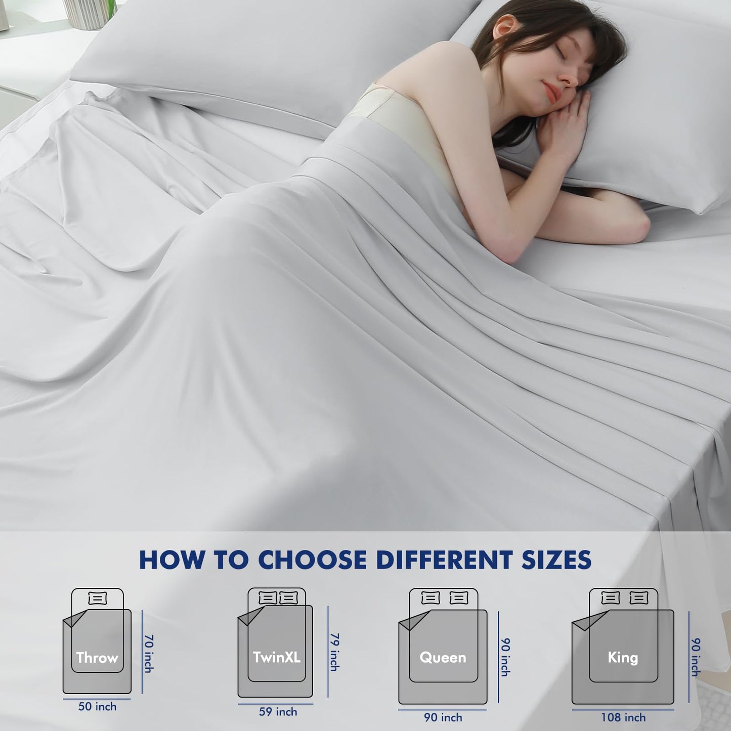 Elegear Silver Infused Cooling Blankets for Hot Sleepers, Upgraded Arc-Chill 3.0 Cool Fiber (Qmax>0.5), Odor Reduction & Hypoallergenic, Breathable Lightweight Cold Blanket for Night Sweats, Queen