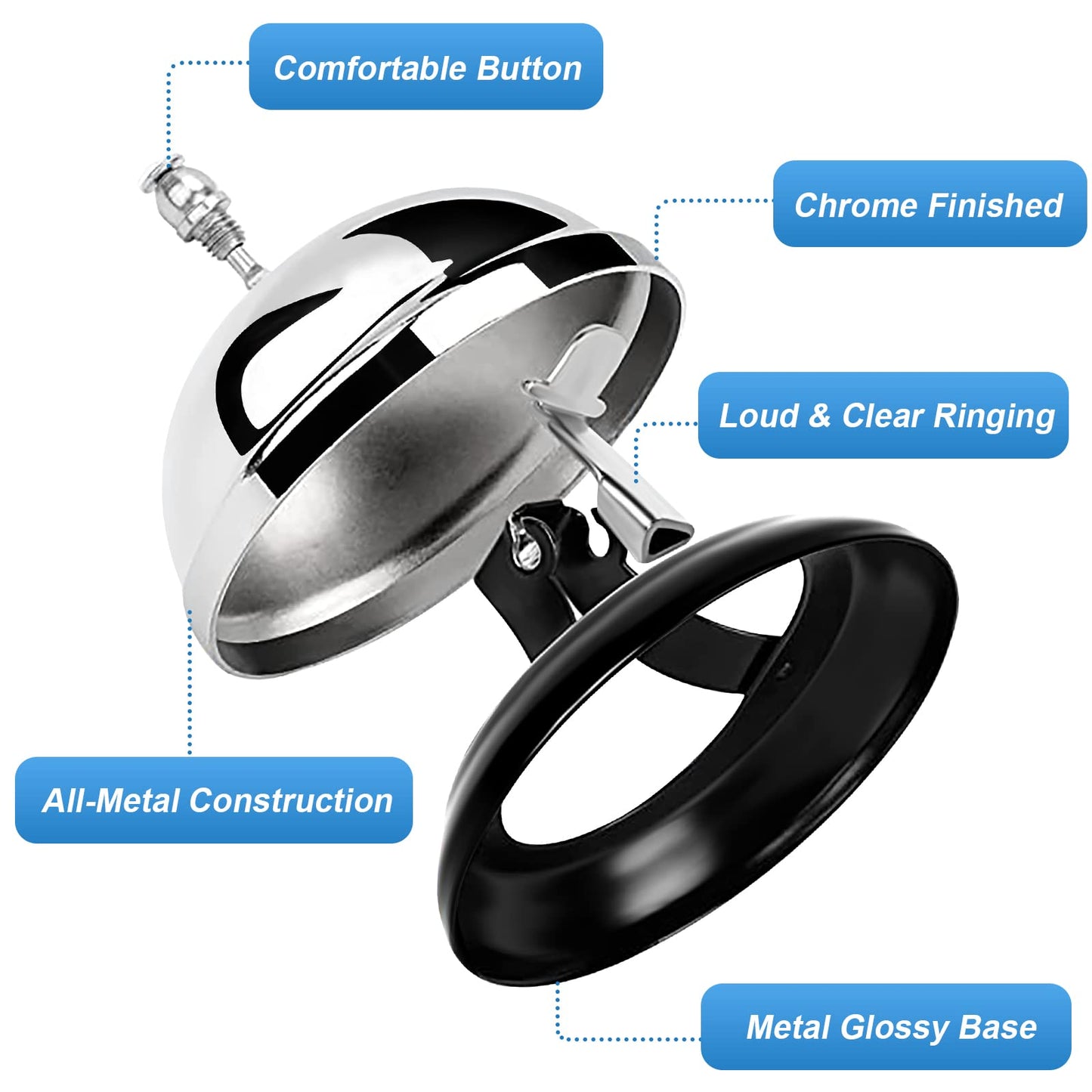 Yexiya 24 Pack Call Bell 3.35 Inch Diameter with Metal Anti-Rust Construction Service Bell for Hotels, Schools, Restaurants, Reception Areas, Hospitals, Warehouses