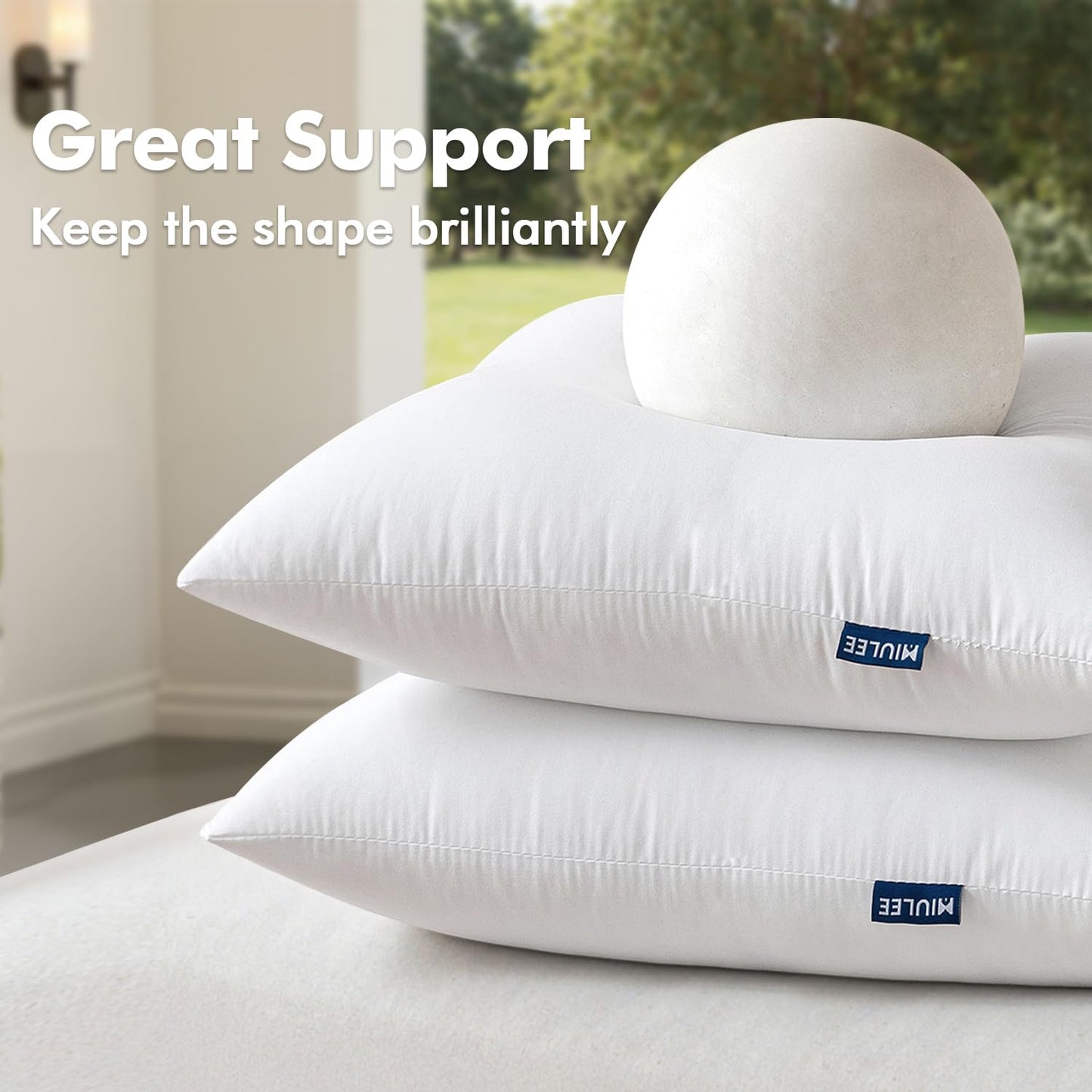 MIULEE Pack of 4 20x20 Outdoor Pillow Inserts, Water-Resistant Throw Pillow Inserts Decorative Premium Square Pillow Stuffer Sham for Porch Swing Couch Sofa Cushion Patio Furniture