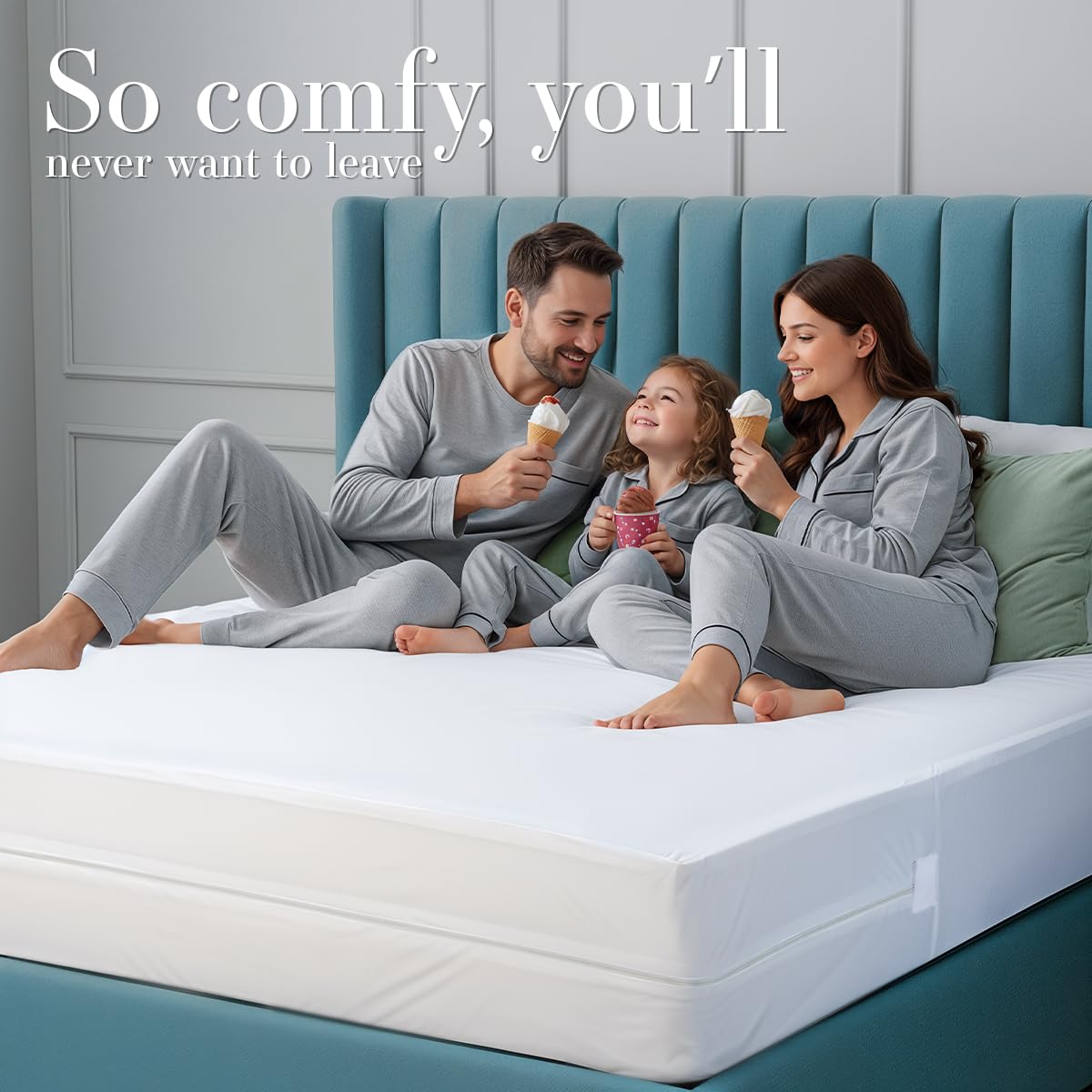 Utopia Bedding Queen Mattress Protector Zippered, 100% Waterproof Bed Bug and Dust Mite Proof Mattress Encasement, Absorbent 6 Sided Mattress Cover