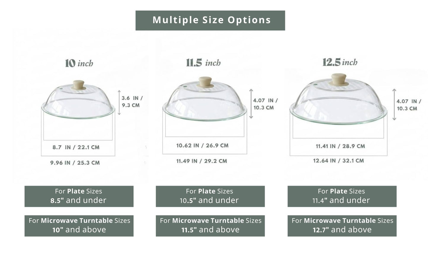 OEC Lighter Weight Tempered Glass Microwave Splatter Cover - 12.5 inch (Inner Diameter 11.4”) - Heat-Resistant - Durable Glass Lid with Vent, Silicone Knob, Dishwasher Safe, 100% Food Grade - BPA Free