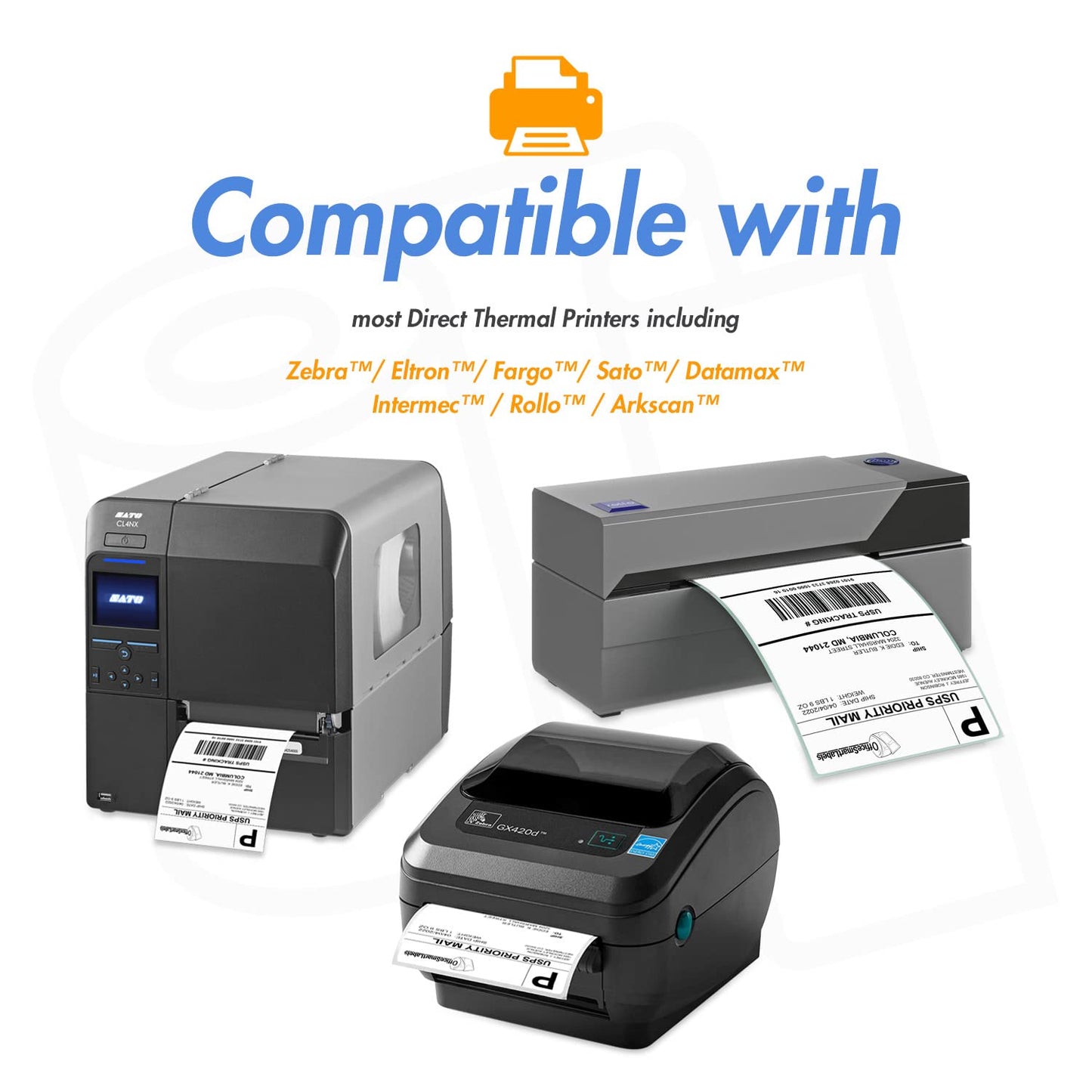 2.5" x 1" Direct Thermal Label - Compatible with Rollo Label Printer & Zebra Desktop Printers – 1” Core, Multipurpose UPC Barcode Shipping Sticker, Adhesive & Perforated - 4 Rolls, 1380/Roll