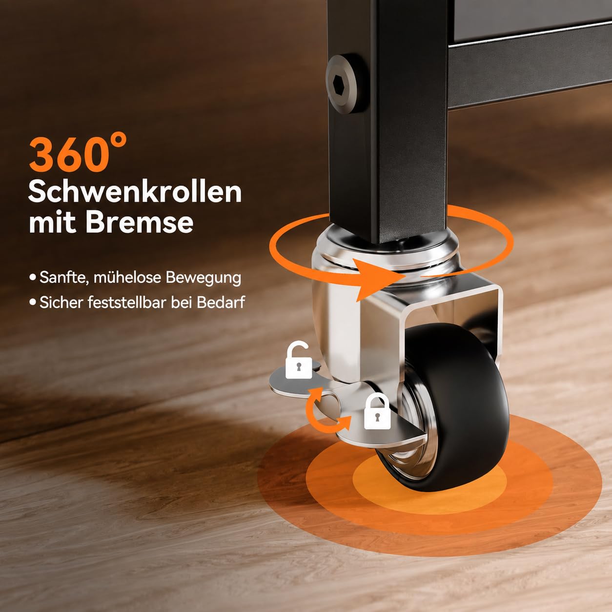niffgaff Printer Stand with Lockable Wheels, 2-Tier Rolling Printer Cart with Storage Shelf, Compact Wood & Metal Printer Table for Home Office, Black, 20.1'' ×15.4'' ×14.6''