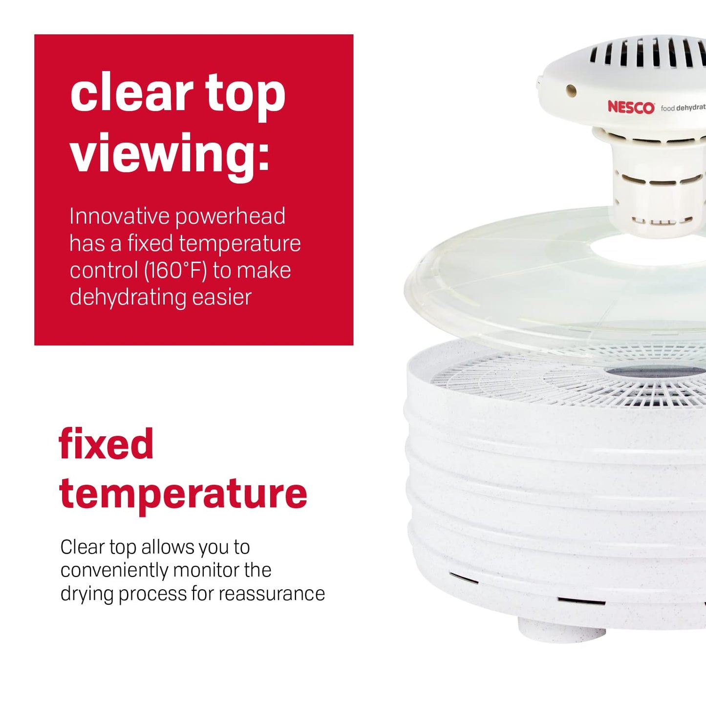 Nesco FD-37A Food Dehydrator for Herbs, Fruit, Beef Jerky, 4 Trays, Speckled White
