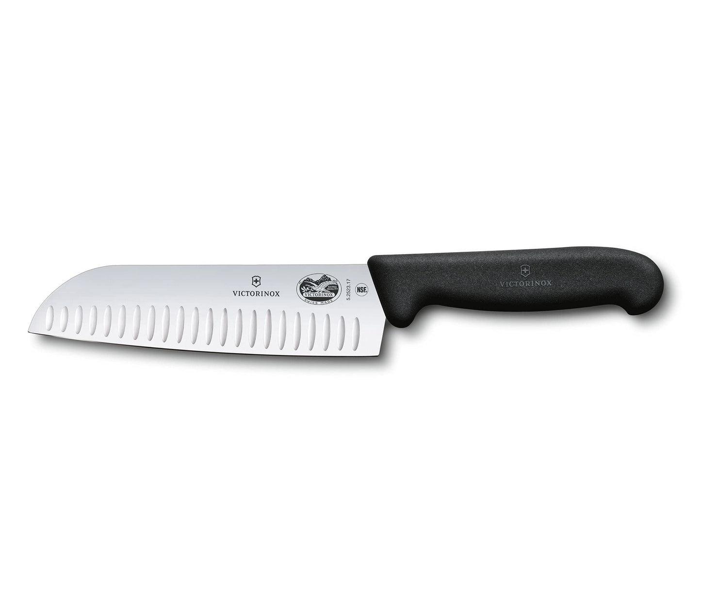 Victorinox Fibrox 7 In. Santoku Knife, Granton Blade, Black