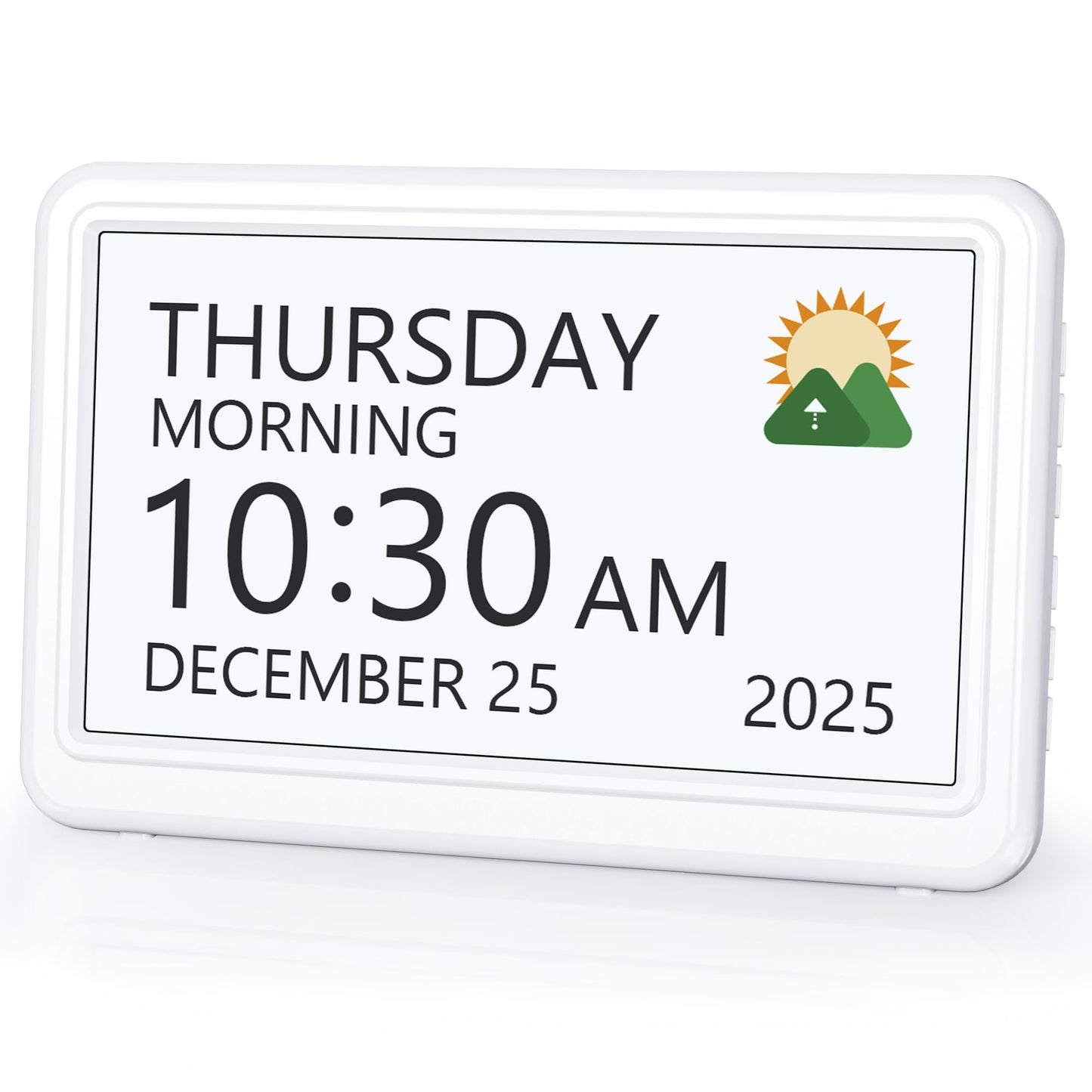 Digital Clock with Date and Week for Seniors, Alzheimer's Dementia Clock with 20 Alarms and 6 Medicine Reminders, Large Font Digital Calendar Alarm Clock for Vision Impaired, White (Ac Powered)