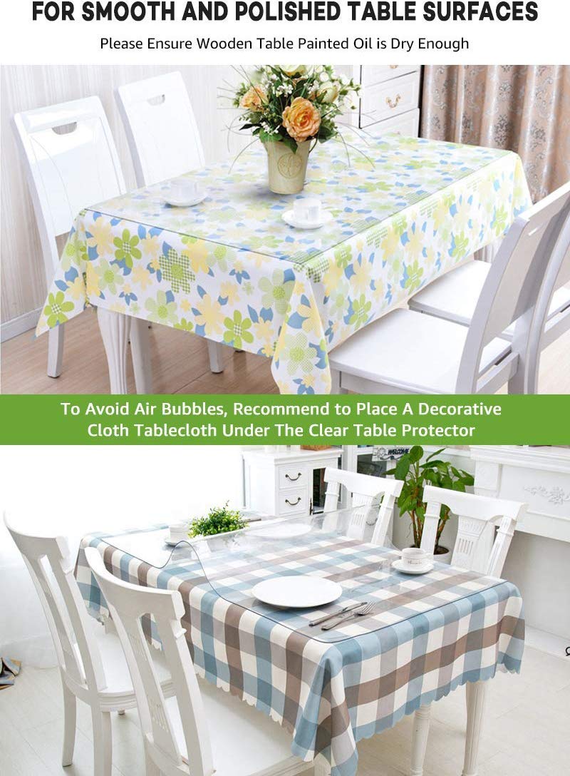 Large Clear Round Dining Table Protector Wood Furniture Tabletop Protective Cover Clear Plastic Tablecloth Round Soft Glass Topper Chair Cursions Mat Pads Eco Polyester PVC Vinyl 39 Inch Diameter