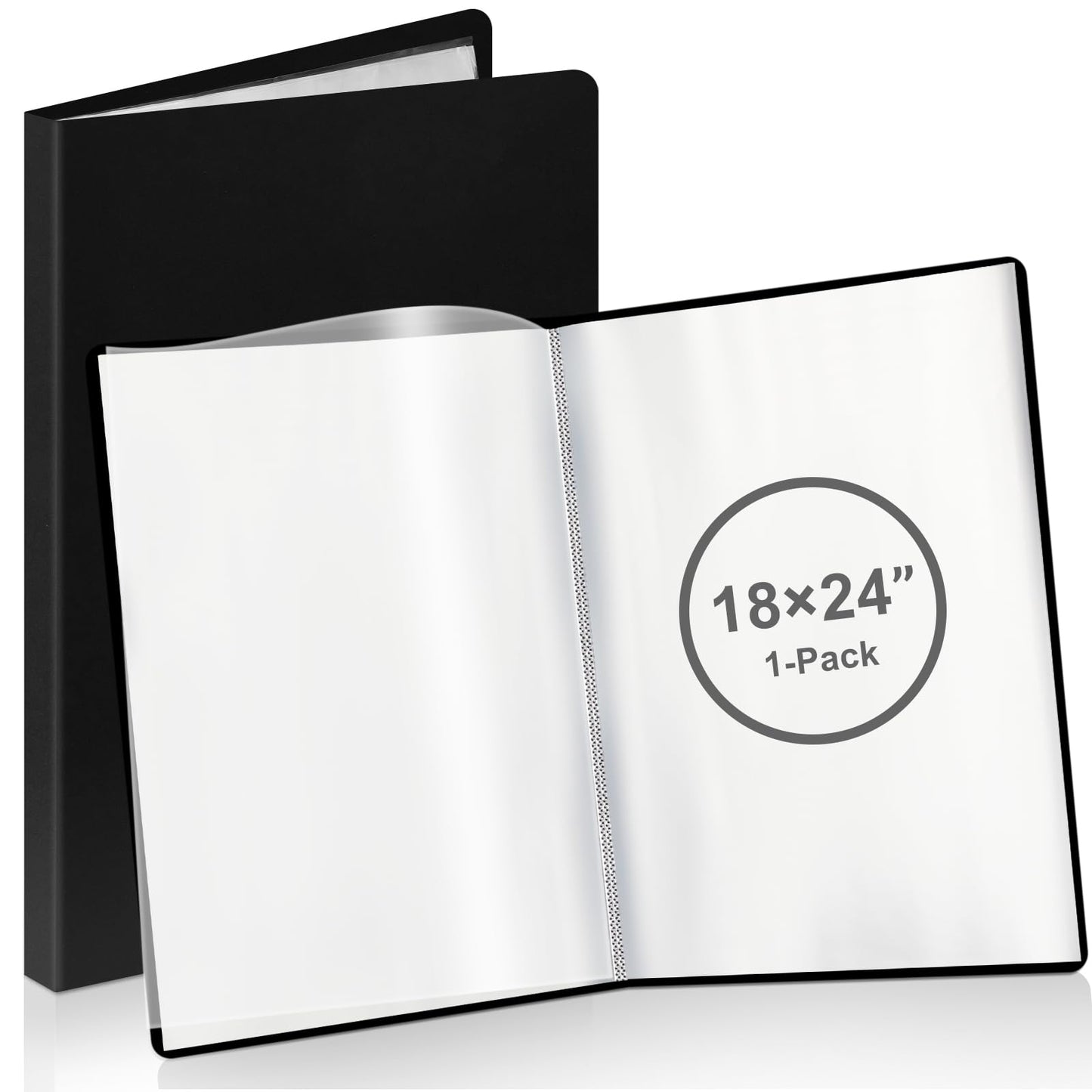 Lewtemi A2 Heavy Duty Binder with Plastic Sleeves 18 x 24 Inch Portfolio Folder with 30 Clear Sheet Protectors Art Portfolio Folder for Artwork Poster Protector for Paper Album Storage Display (Black)