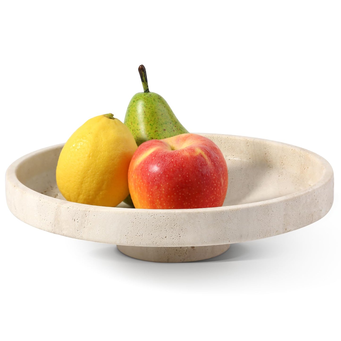 Koville Natural Travertine Fruit Bowl for Kitchen Counter – Decorative Stone Serving Decorative Bowl for Vegetables, Foods and Home Decor Centerpiece
