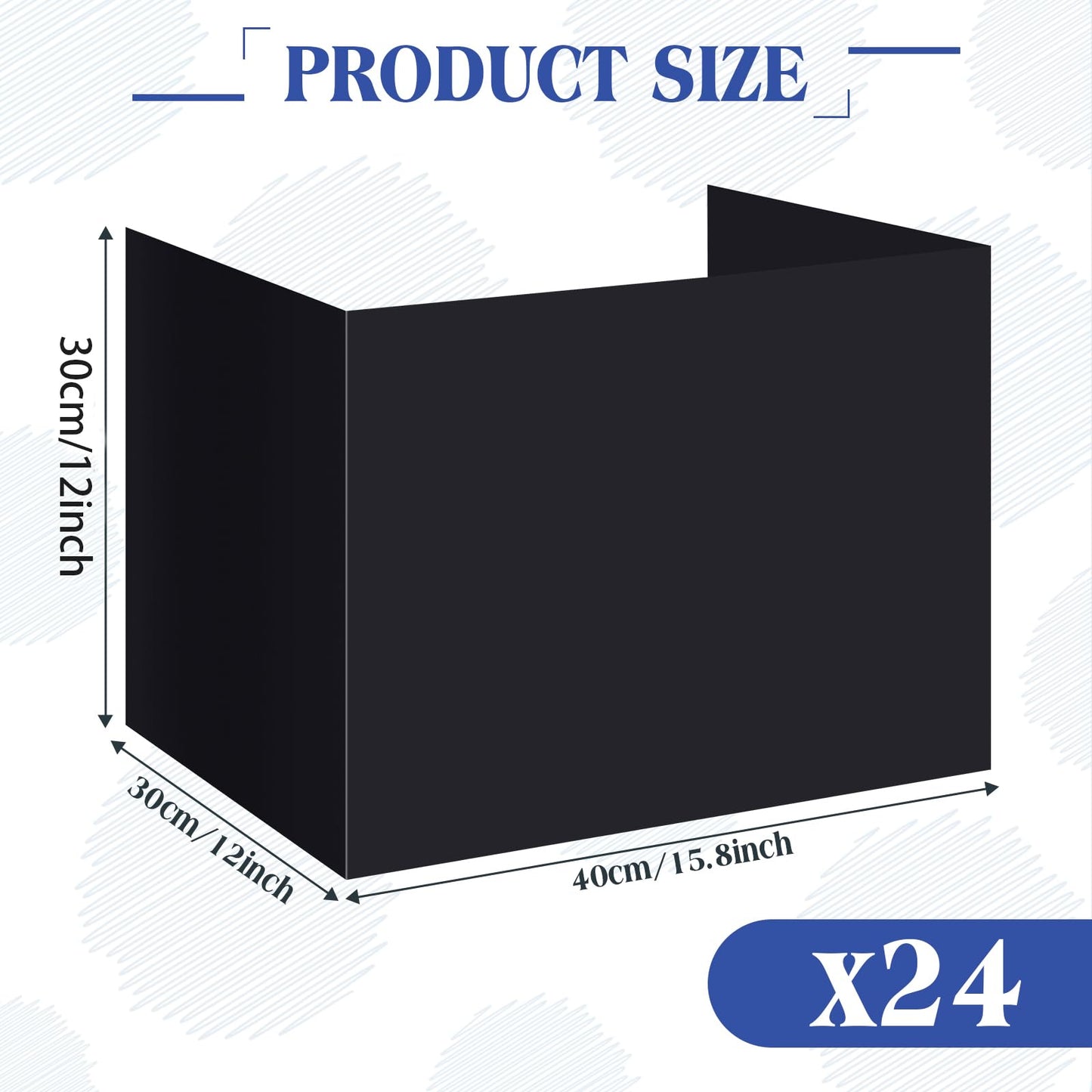 Crtiin 24 Pcs Privacy Folders for Students Desk Dividers Standard School Privacy Cardboard Board Testing Dividers Shield for Classroom Teacher Supplies Keep Eyes from roving(Stylish,Black)