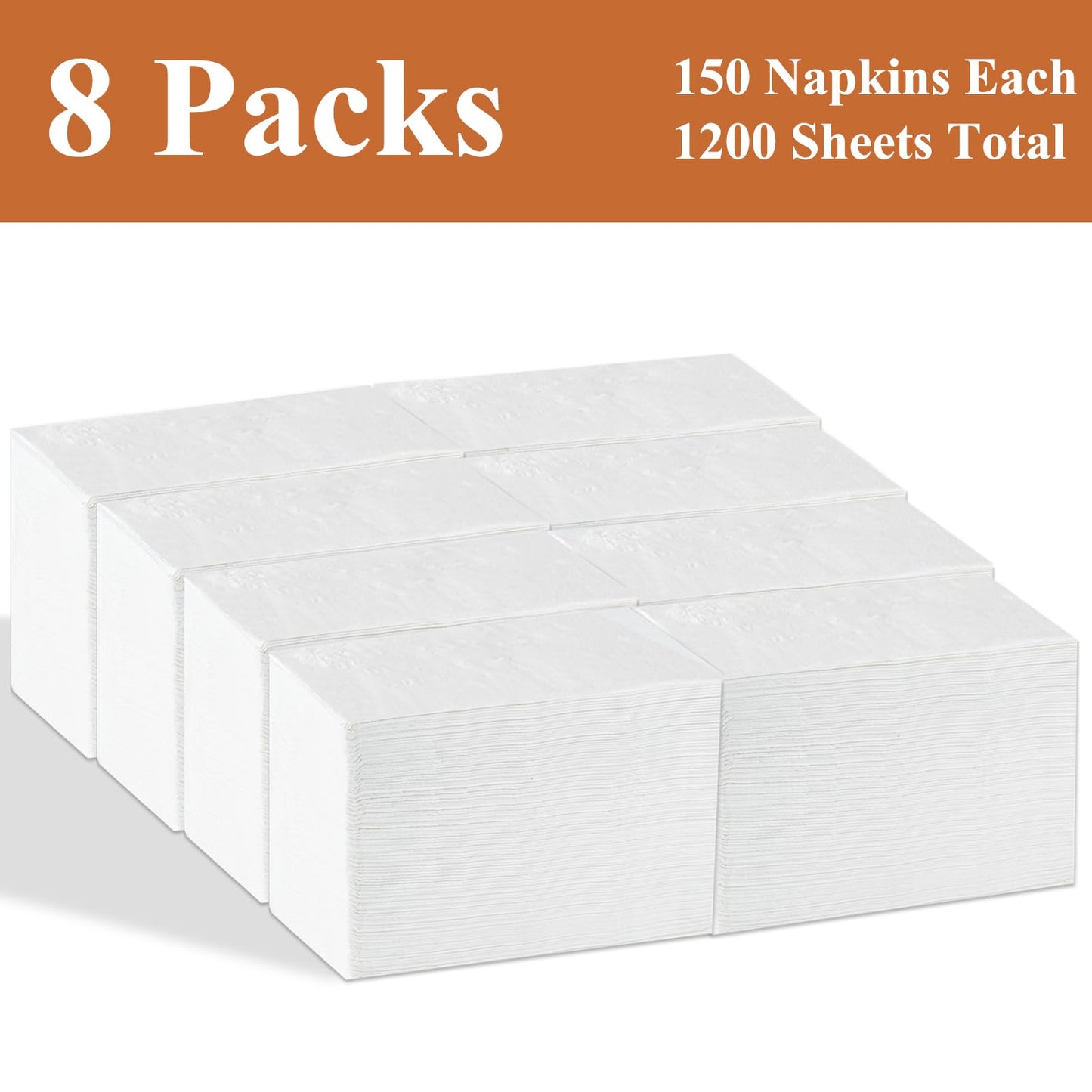 JOWLOT Disposable Napkins, 2-Ply 1200 Count Paper Dinner Napkins, White Napkins Bulk for Wedding Party Bathroom and Everyday Use (16.5” x 14.2”)