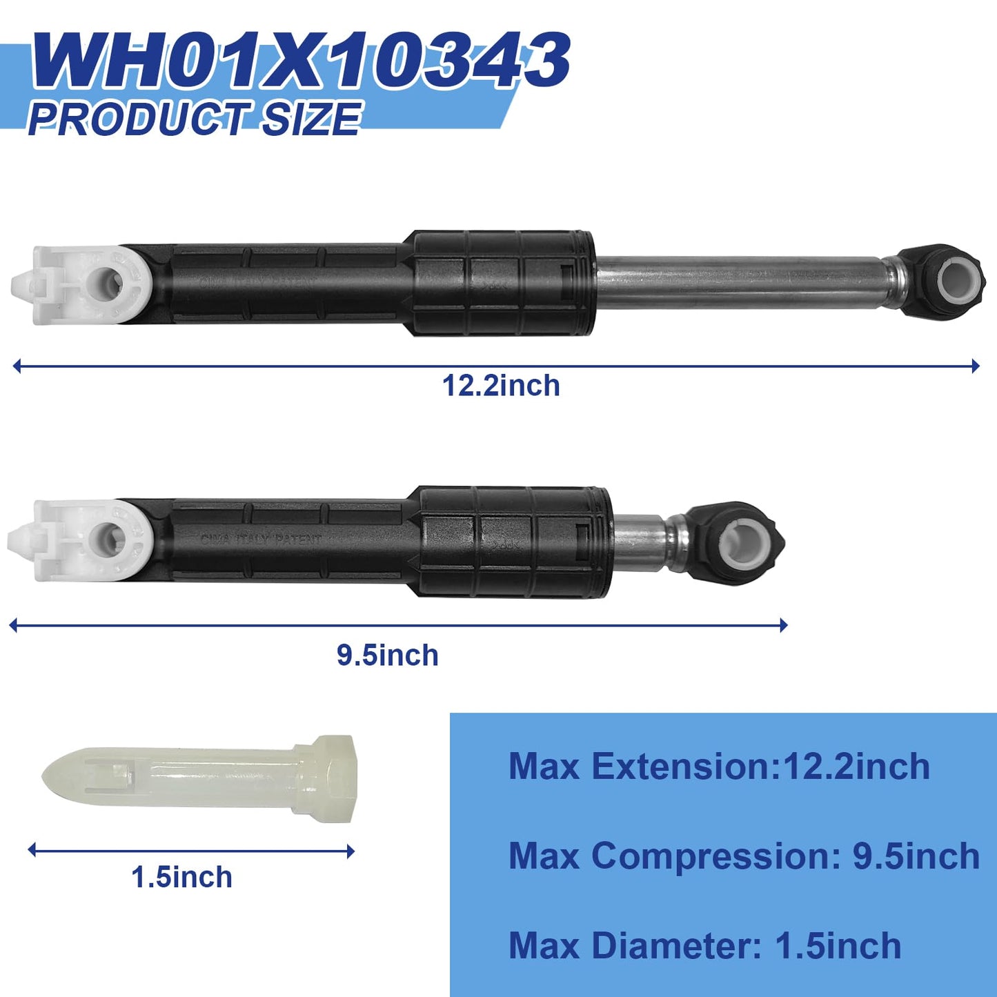 WH01X20826 Washer Shock Absorber Kit (4 Shock and 4 Pins) Fit for GE General Electric, Kenmore Washers Replaces WH01X10343 WH01X10385 WH01X10260 WH01X10425 AH1482318 AP4265856 PS1482318 PD00001516