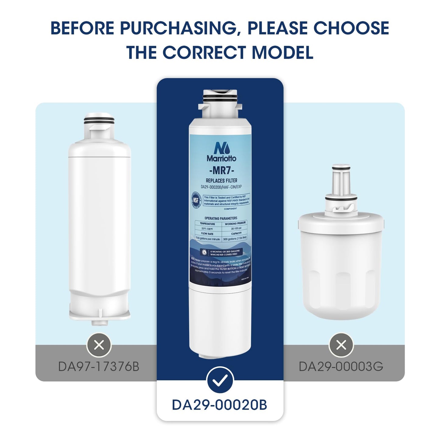 MARRIOTTO Compatible with Samsung DA29-00020B Refrigerator Water Filter, DA29-00020B, DA29-00020A, HAF-CIN/EXP, 46-9101 Refrigerator Water Filter, 4 Pack