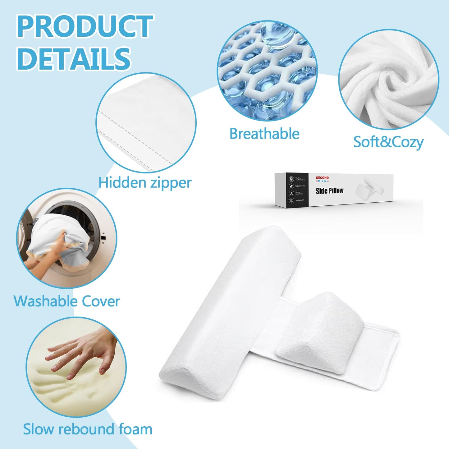 Soft & Comfort Вabе Sidе Slееpеr Wеdgе Adjustable Breathable Cushion Supports Front and Back