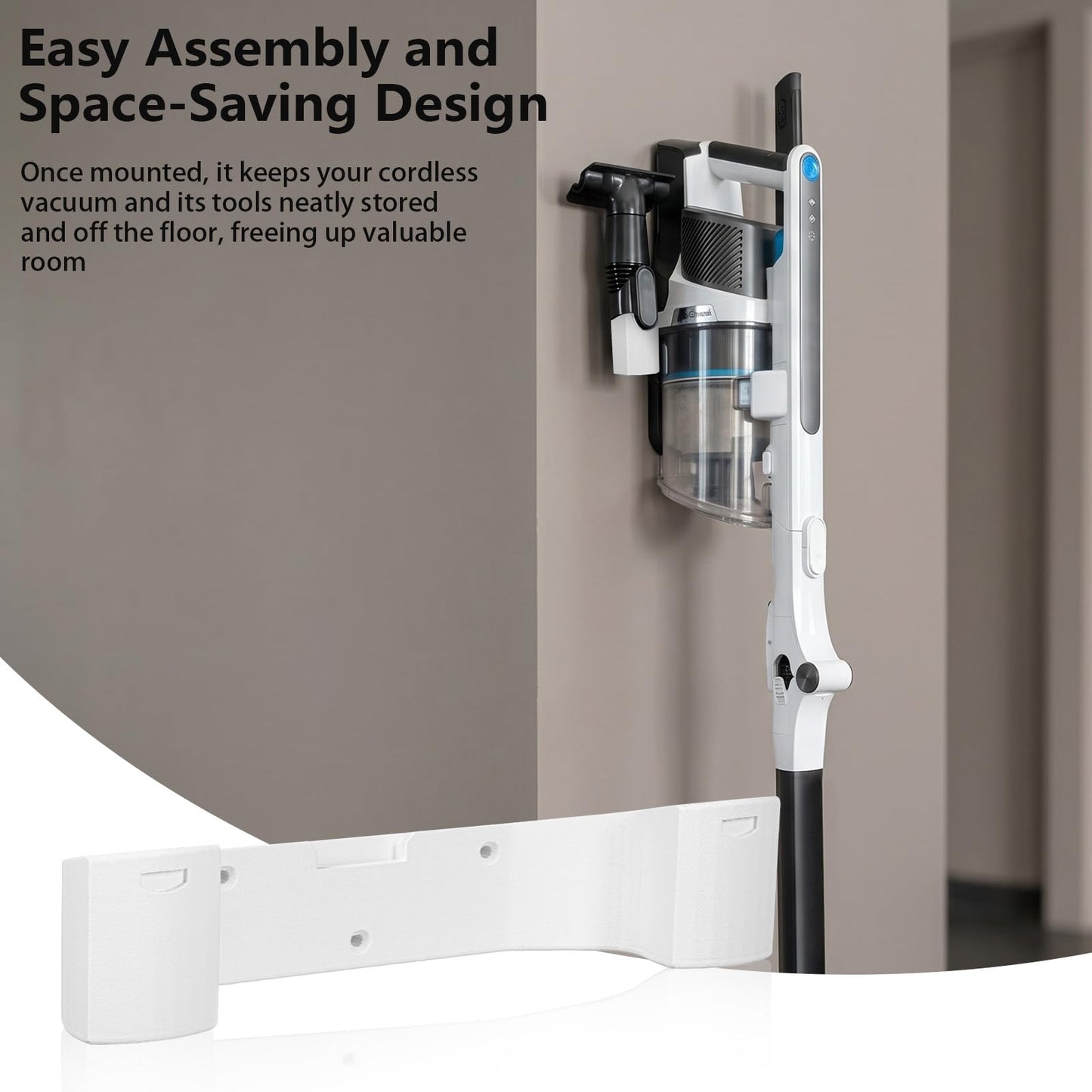 Wall Mount compatible with Shark Vacuum, Storage Bracket with Dual Attachment Holder for Cordless Vacuum Cleaner, Wall Mounted Organizer for Garage and Home