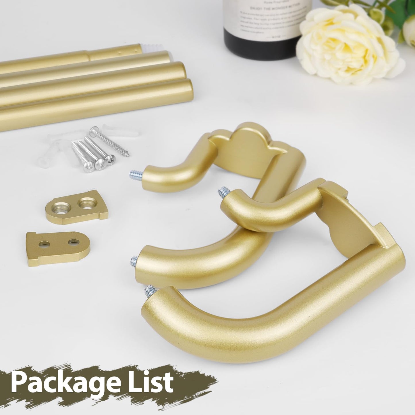 Double Curtain Rods 32 to 58 Inches, HOTOZON Blackout Double Curtain Rods for Windows 20 to 54 Inches (1.6-4.5 ft), 6/8 Inches Wrap Around Room Darkening Telescoping Drapery Rod, Gold