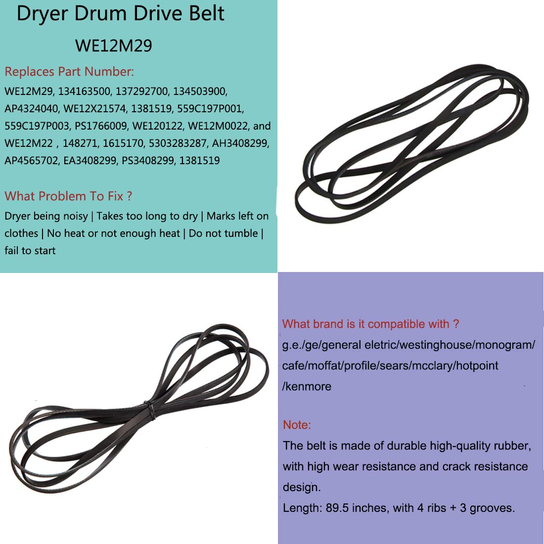 WE49X20697 Dryer Bearing Repair Kit compatible with ge Dryer includes Top Front Bearing WE3M26 replacement for WE12M29 WE09X20441 PS960316 WE1M1067 WE1M504 WE1M1067