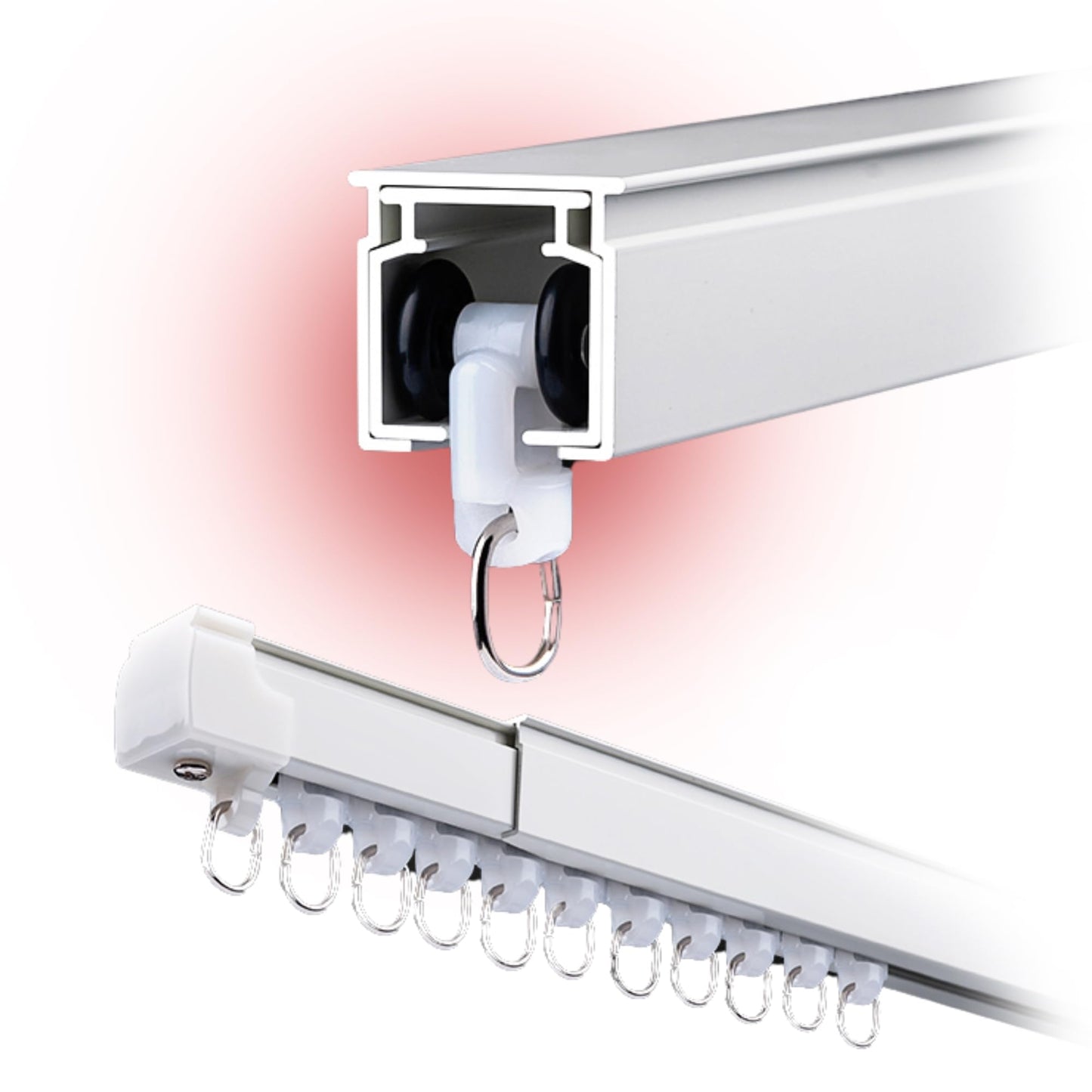 OooWow 2.3 to 4 ft Aluminum Retractable Ceiling Curtain Track - Curtain Track Wall Mount - Ceiling Mount Curtain Rail - Extentable curtain tracks - Silent Track Curtains ceiling Mount (70cm)