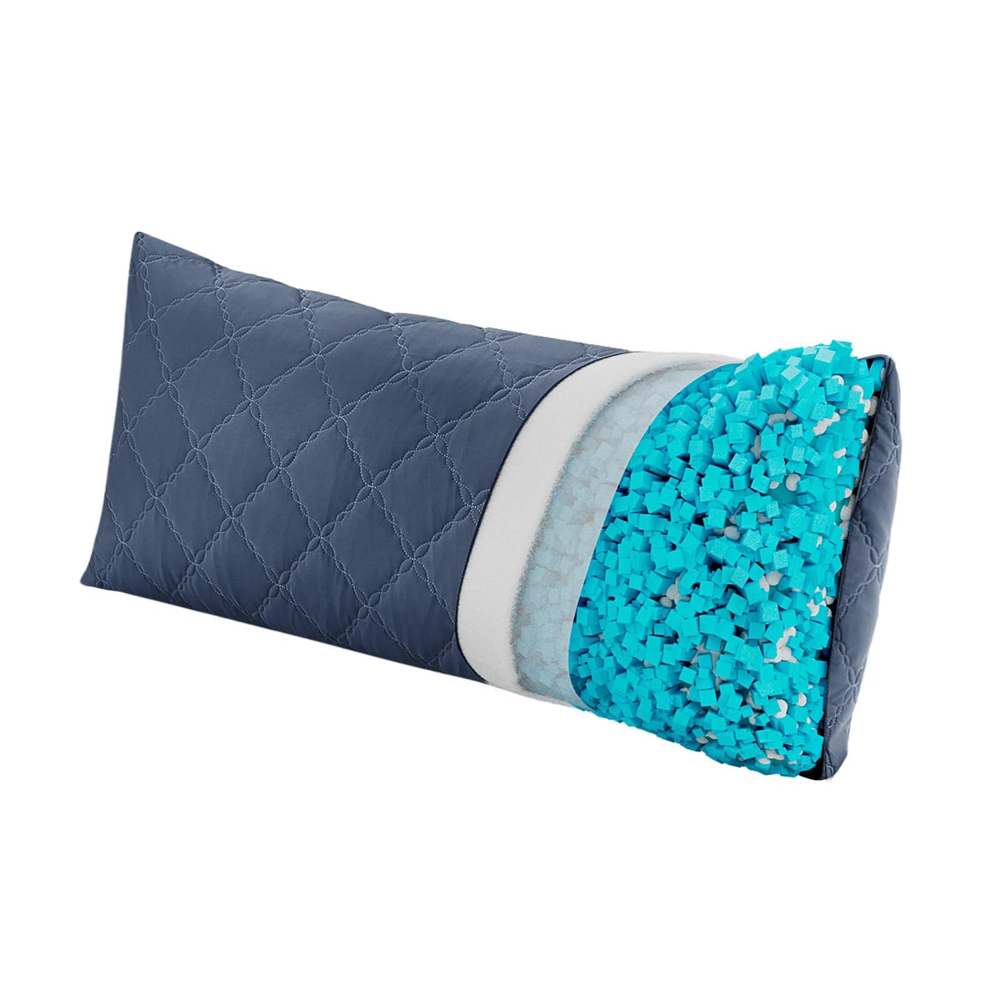BEDELITE Cooling Body Pillow for Adults, Creative Ultra Soft Cool-Touch Quilted Nylon-Spandex Body Pillow Cover, Adjustable Memory Foam Long Pillow for Side Sleepers, Pregnancy & Back Pain(Navy Blue)