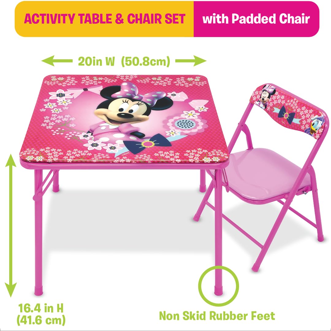 Minnie Mouse Table & Chair Set for Toddlers 24-48M, Includes 1 Table & 1 Chair [Amazon Exclusive] Table: 20"L x 20"W x 16.4"H, Chair: 12"L x 11.6"W x 17"H - Weight Limit: 70 lbs