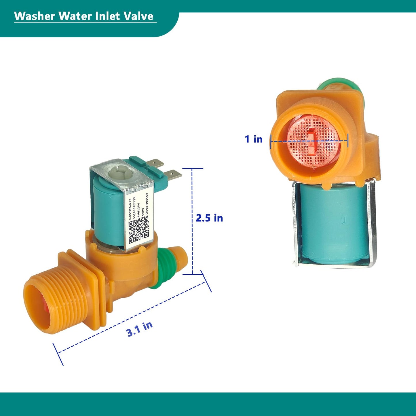 Fixes Leaking & No Water Issues - DC62-00311F DC62-30314V Washer Water Inlet Valve Replacement for Samsung Washing Machine, Hot & Cold Water Inlet Valve for WA45T3200AW WA45N3050AW WA40J3000AW