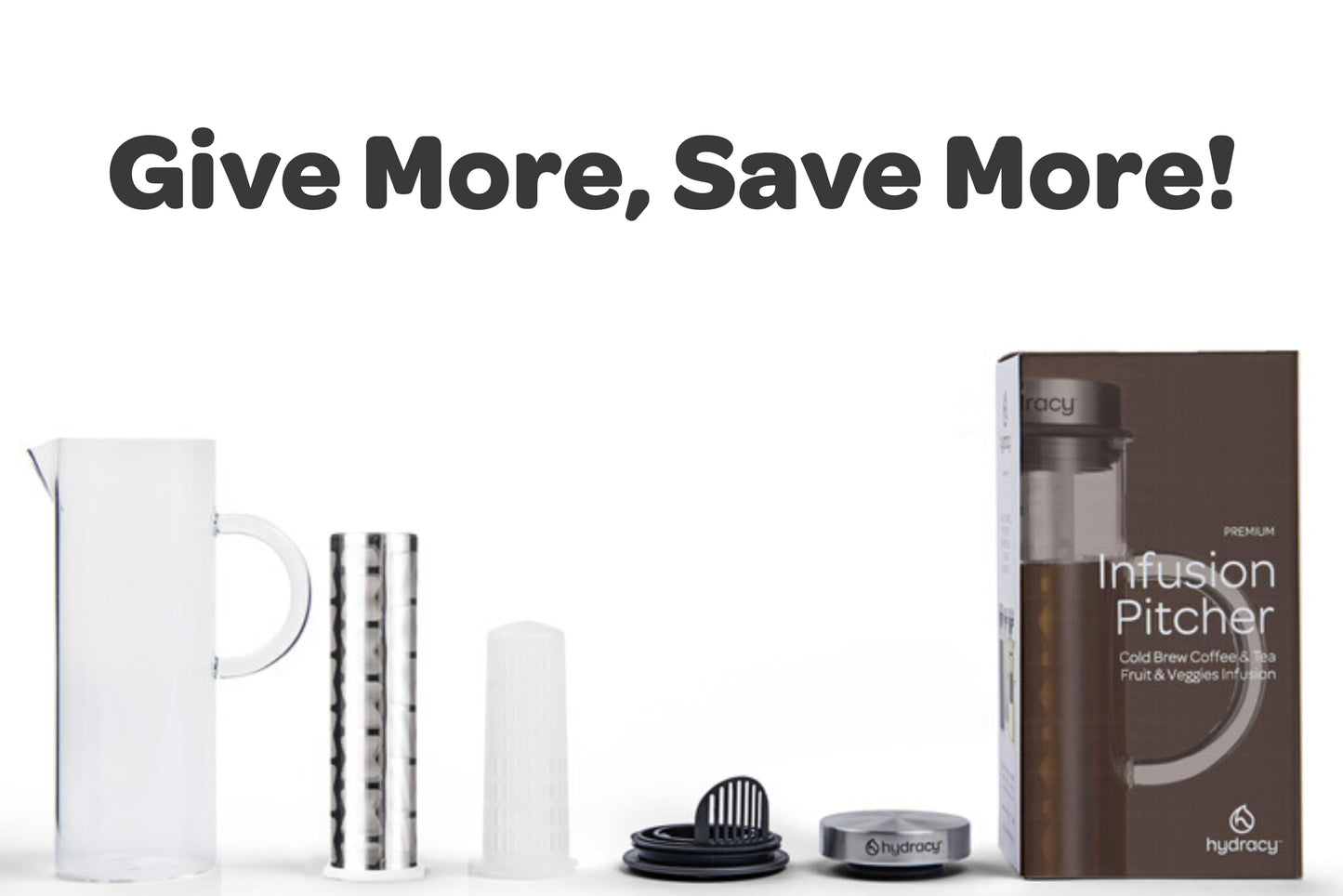 Cold Brew Coffee Maker - Large Glass Infusion Pitcher 1.6 Quarts 52oz - Iced Coffee & Iced Tea Pitcher with Stainless Steel Lid & Fruit Infusion Tube - Perfect for Home or Office