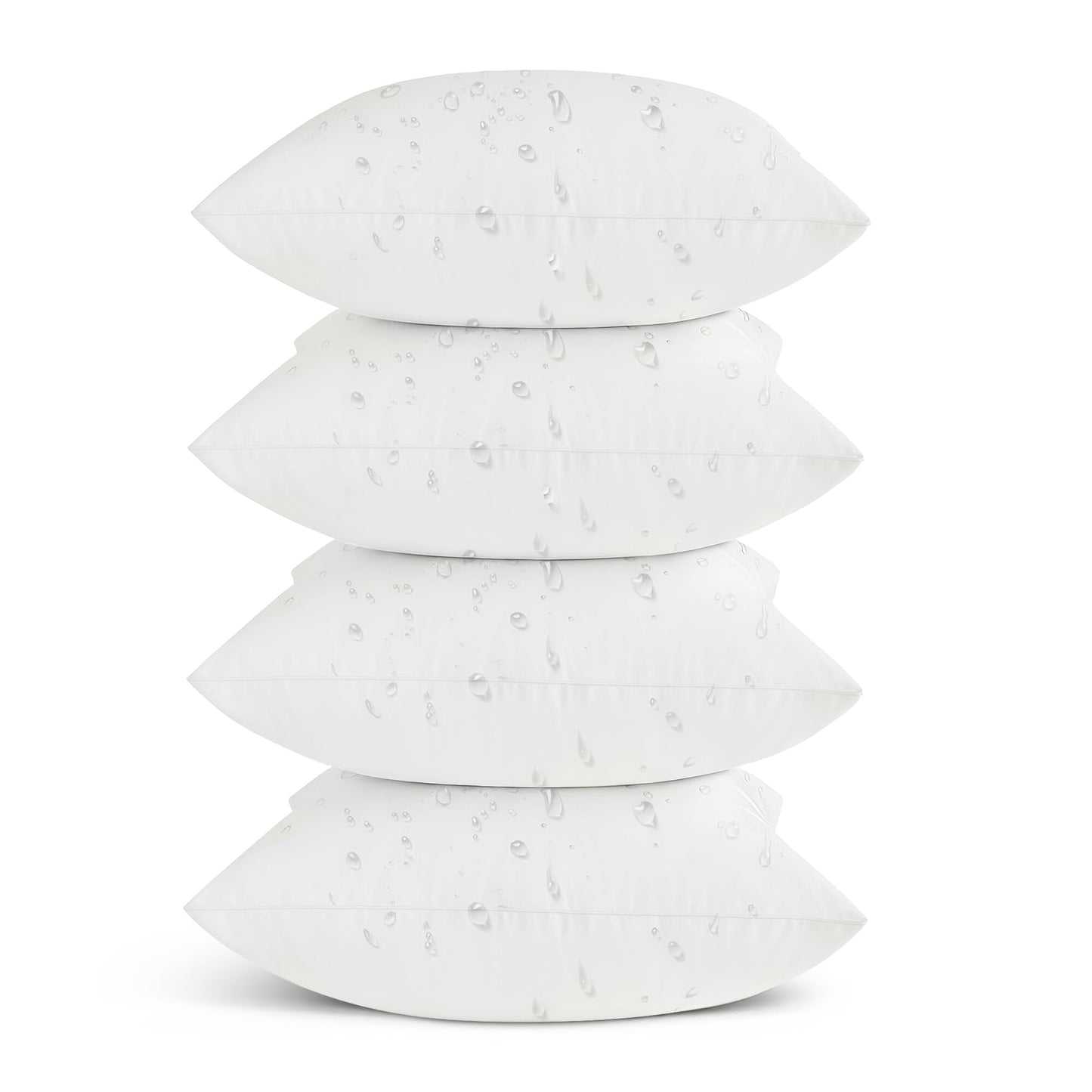 Oubonun 20x20 Outdoor Pillow Inserts (Pack of 4) - Square Waterproof Throw Pillow - Decorative Throw Pillows Insert for Couch Sofa Bed Patio Furniture - White Pillows