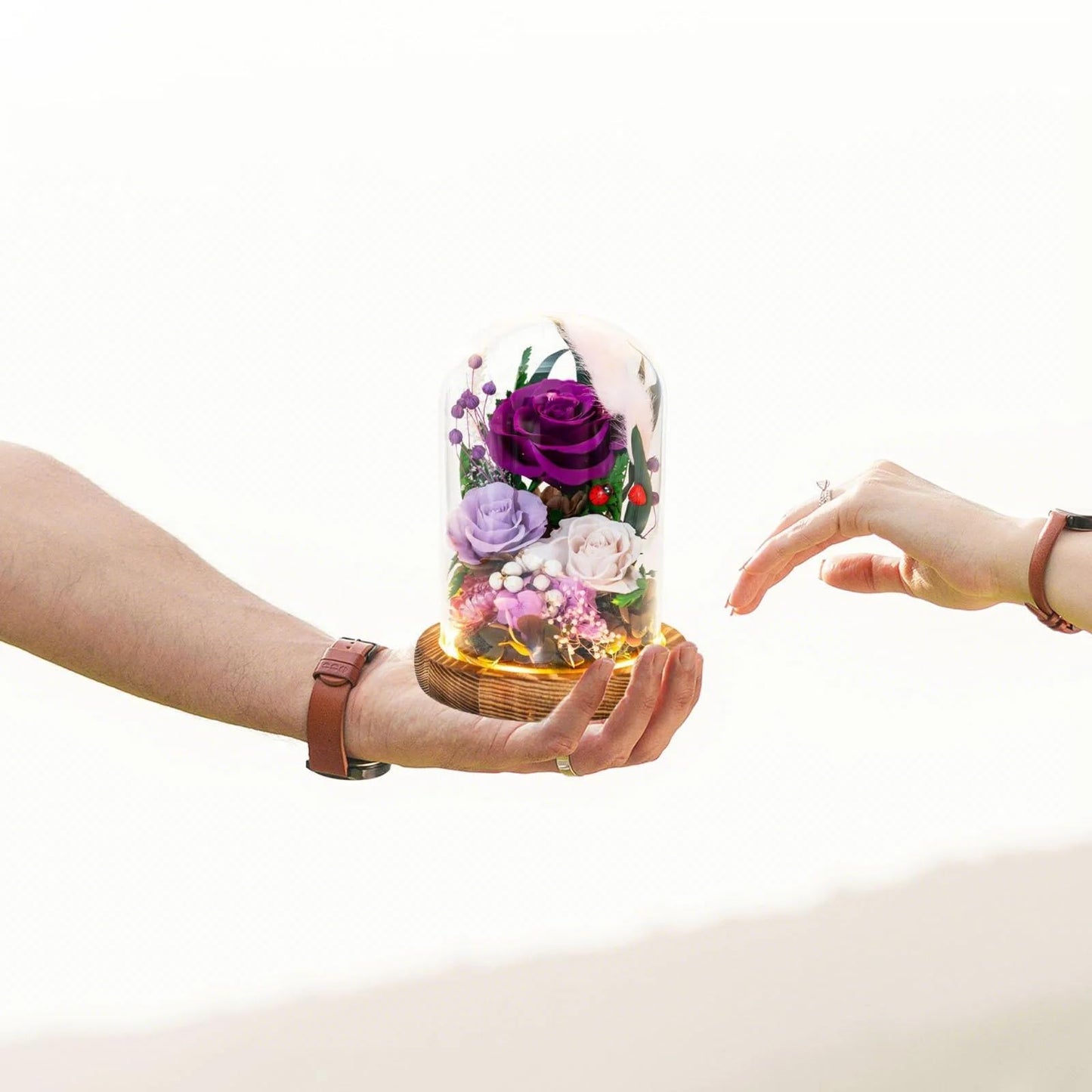 HUACHIPLUS Forever Flower Gifts for MOM:Perfect Mothers Day Flowers for Mom Wife Grandma-Preserved Flower with Symbolic Ladybugs–Flowers for Delivery Prime on Anniversary Birthday (Purple)