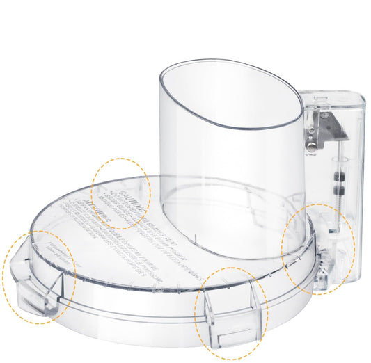 4 Locking Tabs DFP-14NWBCT1 Replacement Clear Food Processor Work Bowl Cover, Compatible with Cuisinart Tritan food Processor Only fits Bowl DLC-005AGTXT1,Fits Model DFP-14, DFP-14BCN, DFP-14BCHN