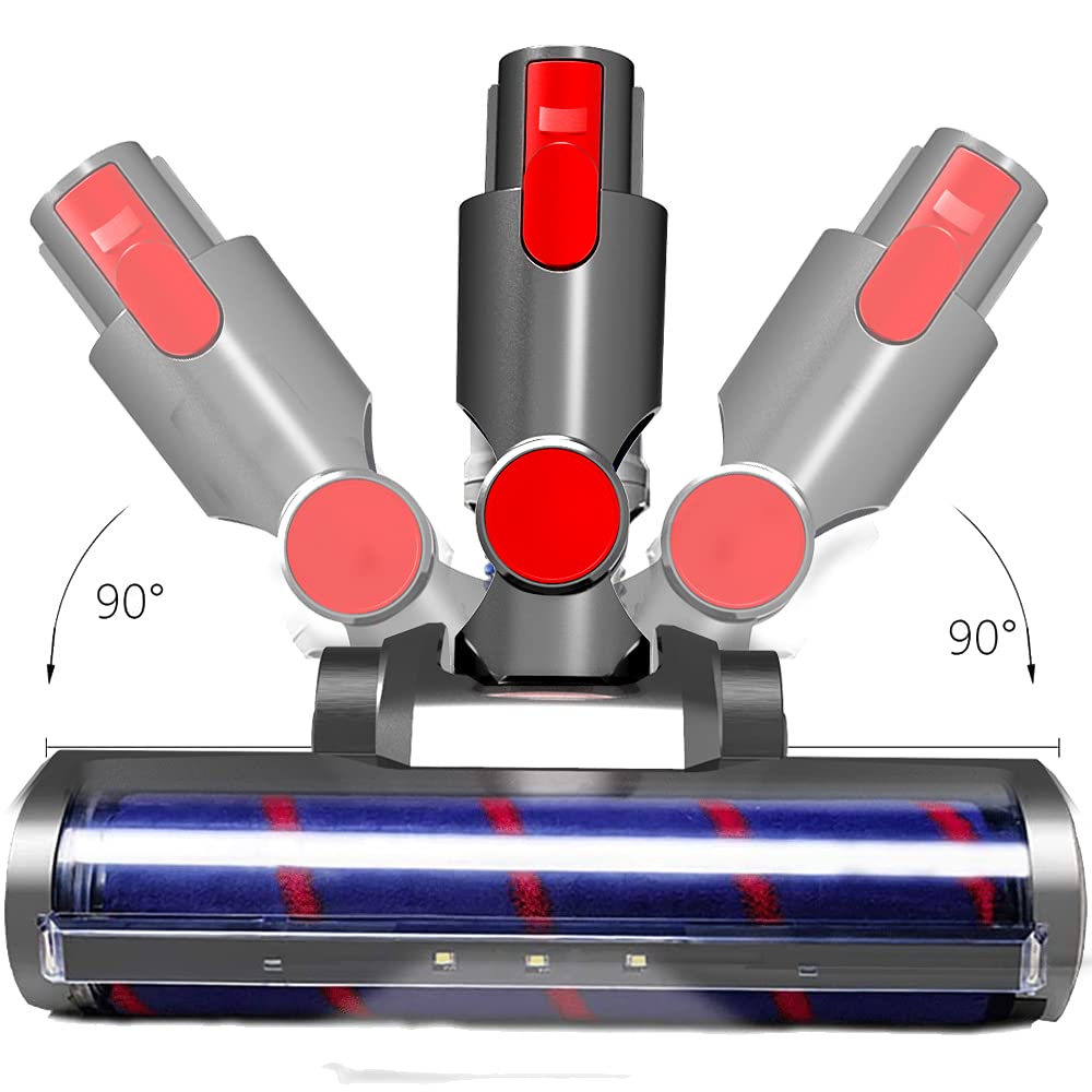 Large Roller Vacuum Brush Head Replacement Parts for Dyson v7 v8 v10 v11 v15 Motorhead Fluffy Animal Cyclone Absolute Direct Carpet Attachments with 4 LED Lights, V10slim / Ball Series NOT Compatible