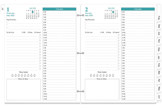 2026-2027 Planner Refill - One Page Per Day, 3-Hole Daily ＆ Monthly Planner Refills, July 2026 - June 2027, 8.5" x 11"