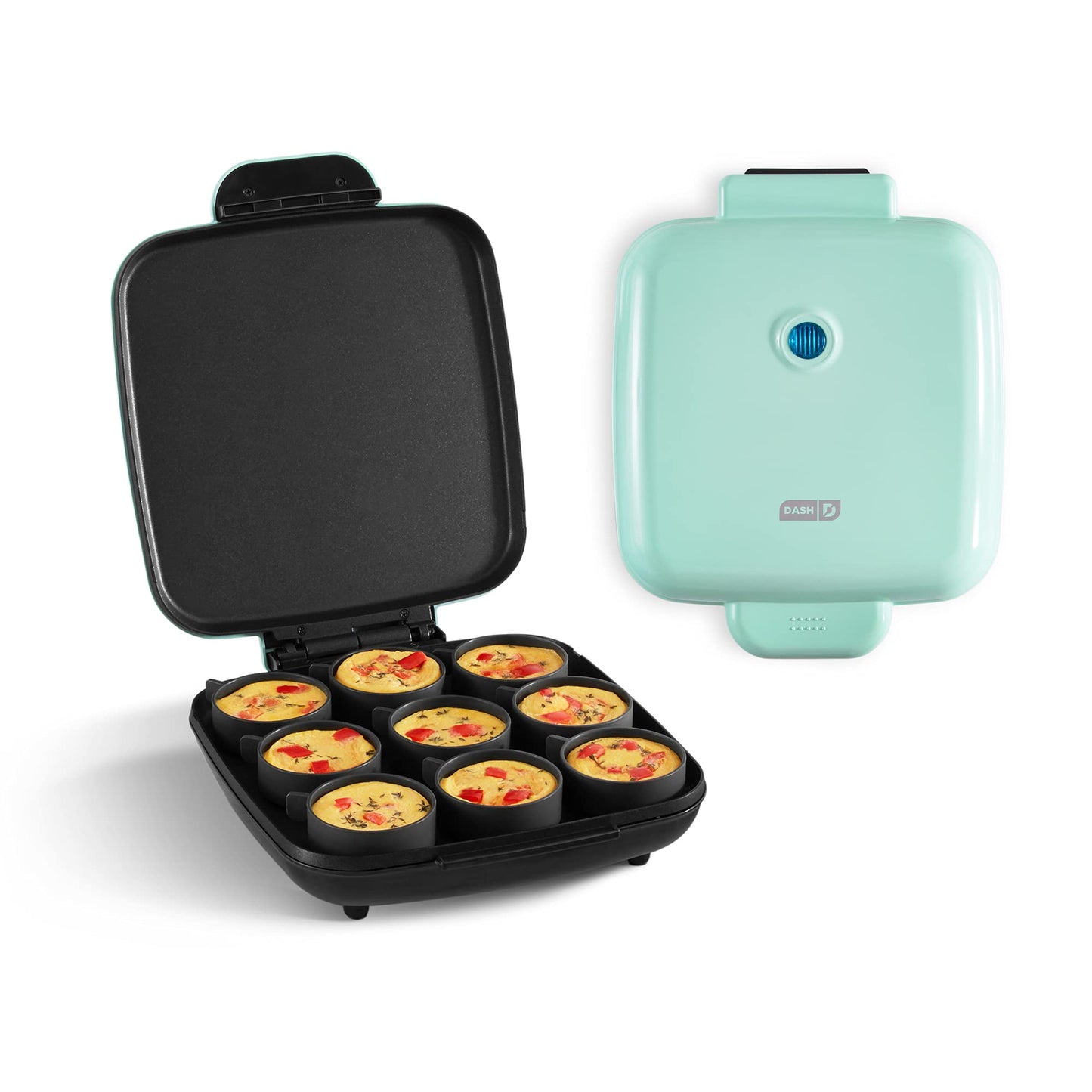 Dash Family Size Egg Bite Maker - Electric Egg Bite Maker with Non-Stick Silicone Cups - Space-Saving Design & Quick Cleanup - Make Sandwiches, Healthy Snacks & Desserts - 9 Servings, Aqua