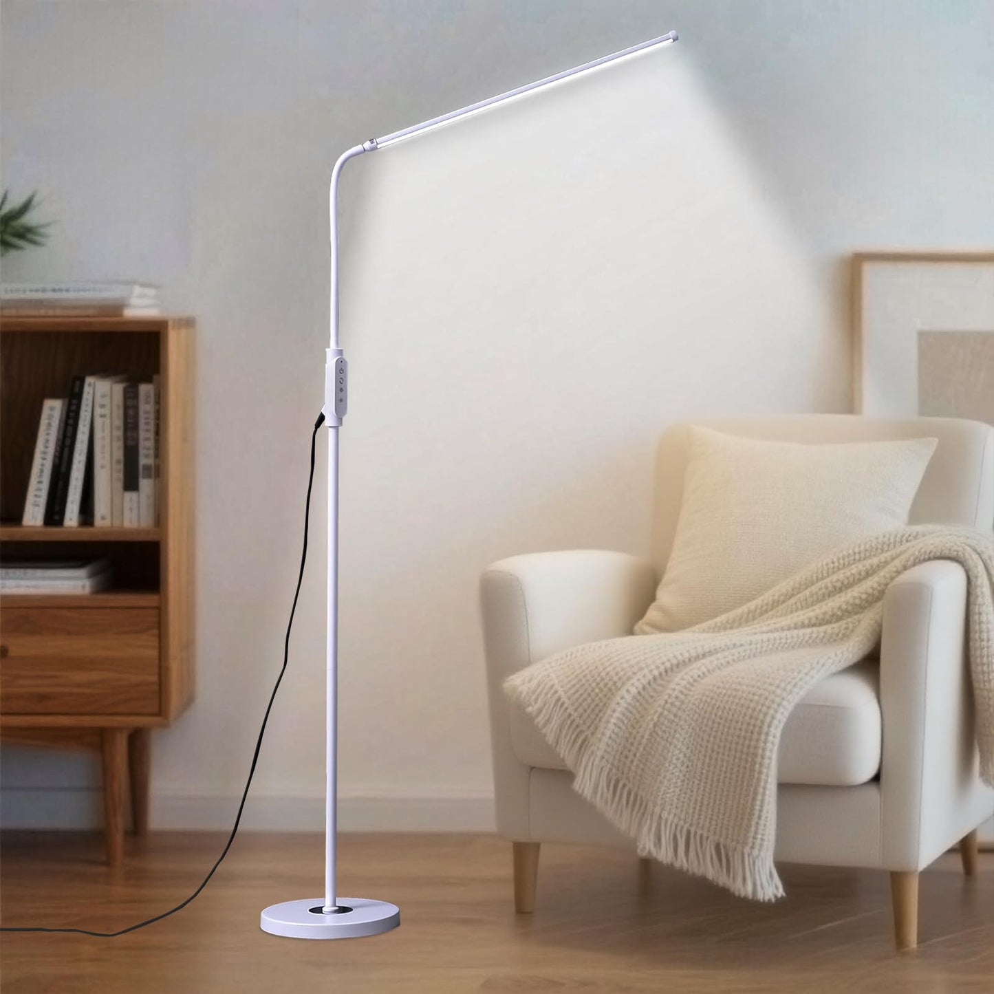CGBE Extra-Long LED Lash Light: 23.6" Floor Lamps for Student Reading - 360° Adjustable Gooseneck Floor Light for Nail Technician - Touch Control Lash Lamp for Eyelashes