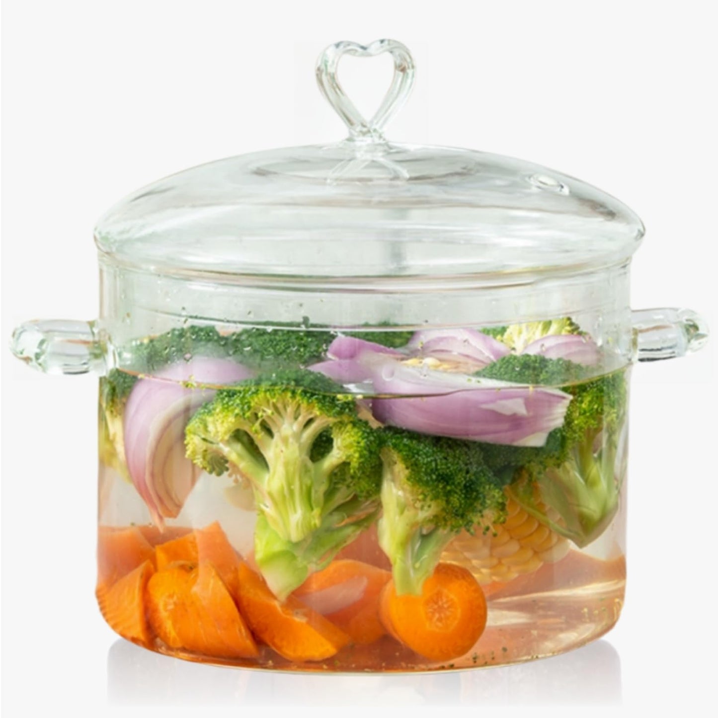 4L Glass Cooking Pot with Heart-shaped Lid, 4.2Qt/4000ml, Heat Resistant, High Thermal Conductivity Reduces Energy Use, Dishwasher Oven Gas Electric Stove Safe,for Potpourri,Soups,Pasta