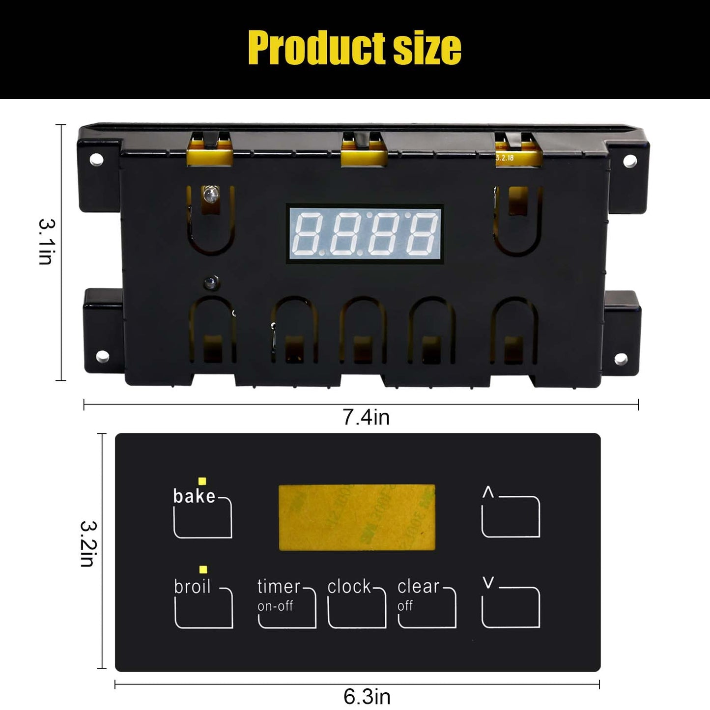 5304518661 Range Oven Control Board for Electrolux Kenmore, Gas Range 7 Button Control Board Clock 316222800