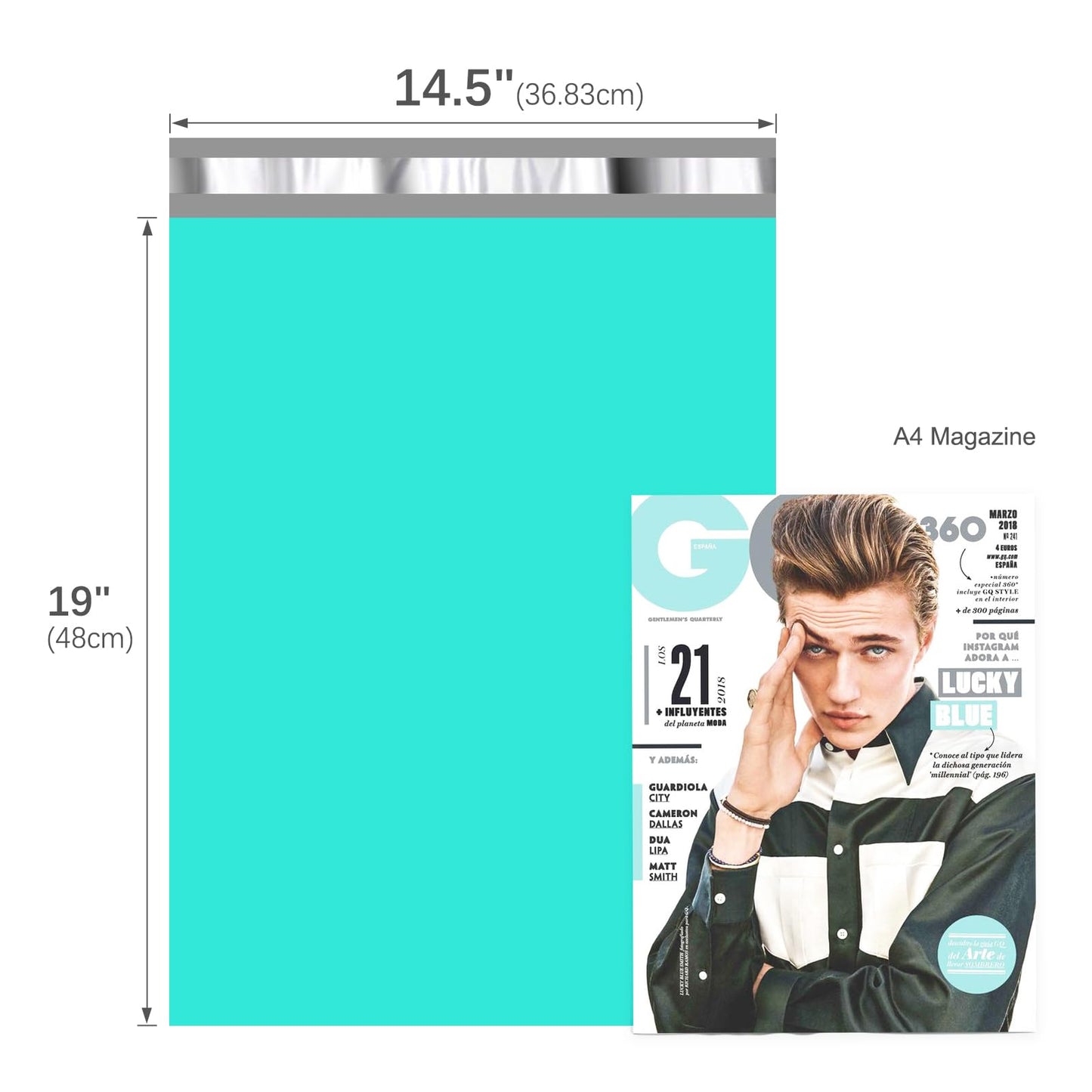 Fuxury Large Poly Mailers 14.5x19'' 200Pc, Waterproof Shipping Bags for Clothing, Strong Adhesive Mailers Poly Bags for Small Business Suppliers, Durable Shipping Envelopes Mailing Bags Teal