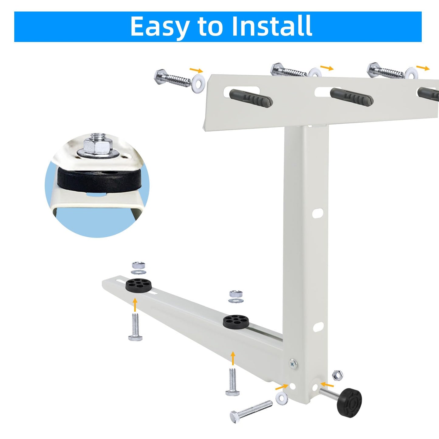 Qualward Mini Split Wall Mounting Bracket for Universal Ductless Air Conditioners, Heavy Duty Support Bracket for AC, Heat Pumps Compressors 7000-18000 BTU