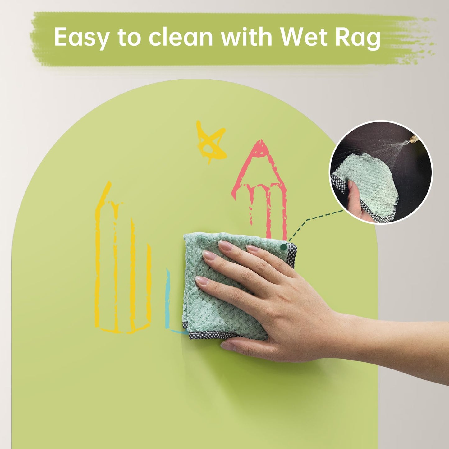 Magnetic Chalkboard Wall Decal 40"x32" - Premium Adhesive, Includes Chalk Holder & 6 Dust-Free Chalks, Peel and Stick Whiteboard for Playroom, Office, Bedroom, Exclusive Green