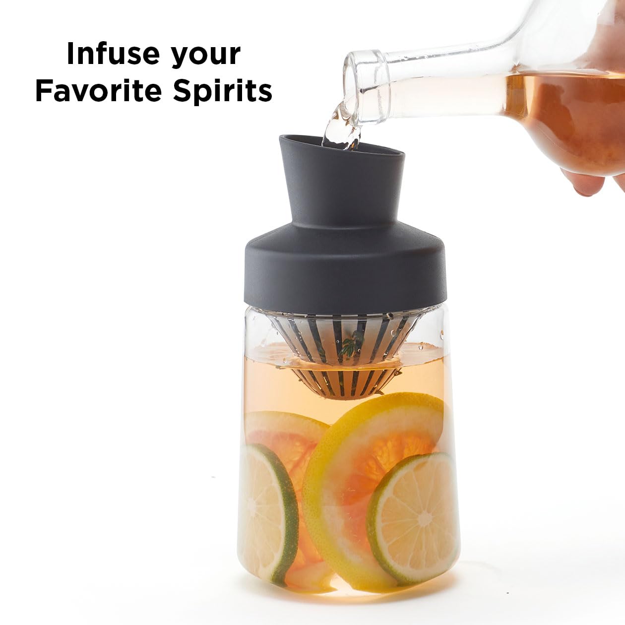 Rabbit Liquor Infusing Decanter | 20 oz Alcohol and Spirits Infuser Kit with Integrated Filter Basket | Perfect for Custom Cocktails and Gifts