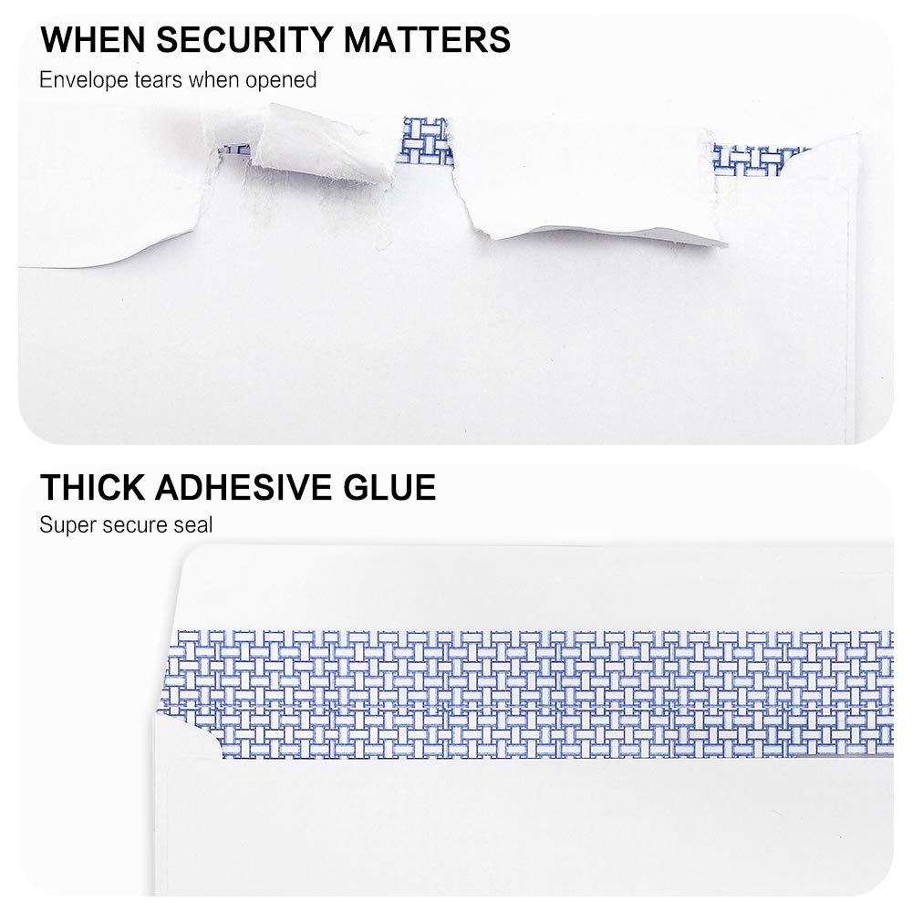 #8 Double Window Security Check Envelopes, No.8 Double Window Bussiness Envelopes Designed for QuickBooks Checks - Computer Printed Checks - 3 5/8 X 8 11/16 (NOT for INVOICES) - 24 LB - 1000 PACK