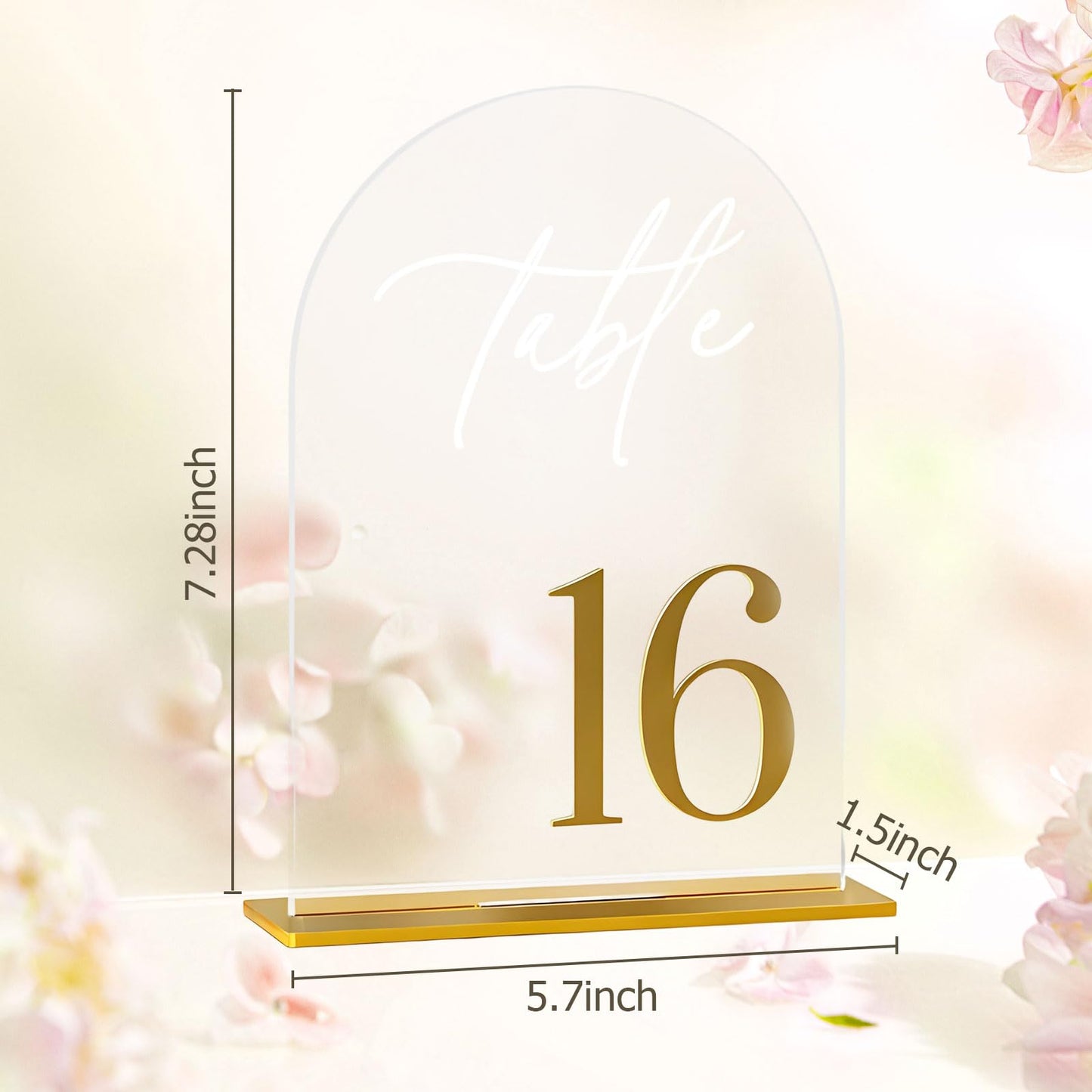 Arch Wedding Table Numbers 1-25 with Stands,5 x 8 Inch Transparent Acrylic Reception Table Signs Golden Letters,Perfect for Wedding Receptions, Parties, Anniversaries, and Events (1-25 golden)