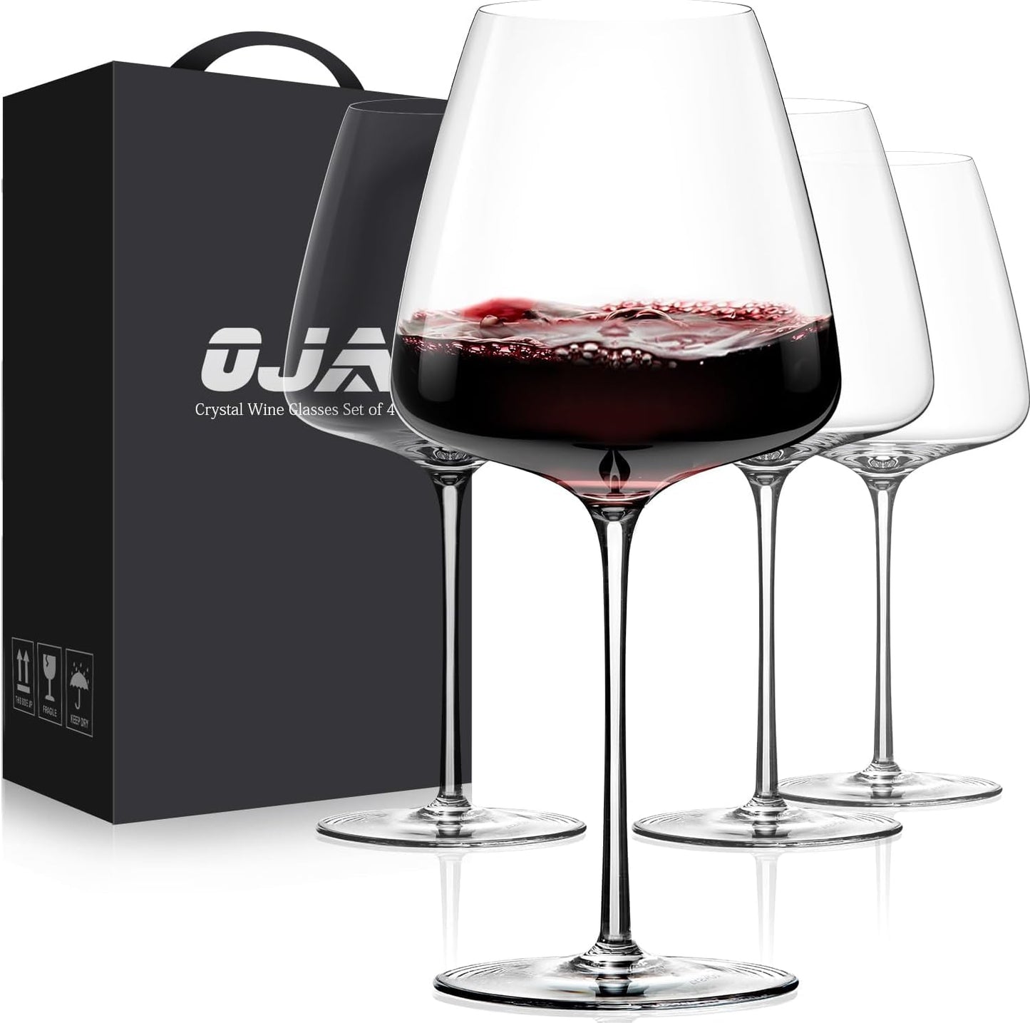 OJA Red Wine Glasses Set of 4, Large Burgundy Glasses 23 OZ, Hand Blown Crystal Glass Light, Clear, Best for Wine tasting, Birthday, Christmas, Anniversary, Father's Day