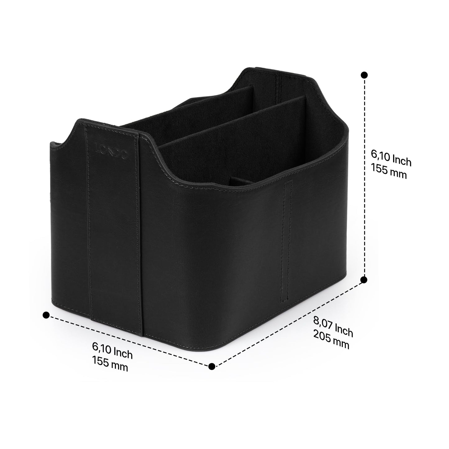 Londo PU Leather Remote Control Holder, Office Supplies Desk Organizer with Tablet Slot, Makeup Brush and Utensils Cube, Large Capacity Desk Caddy With 5 Compartments