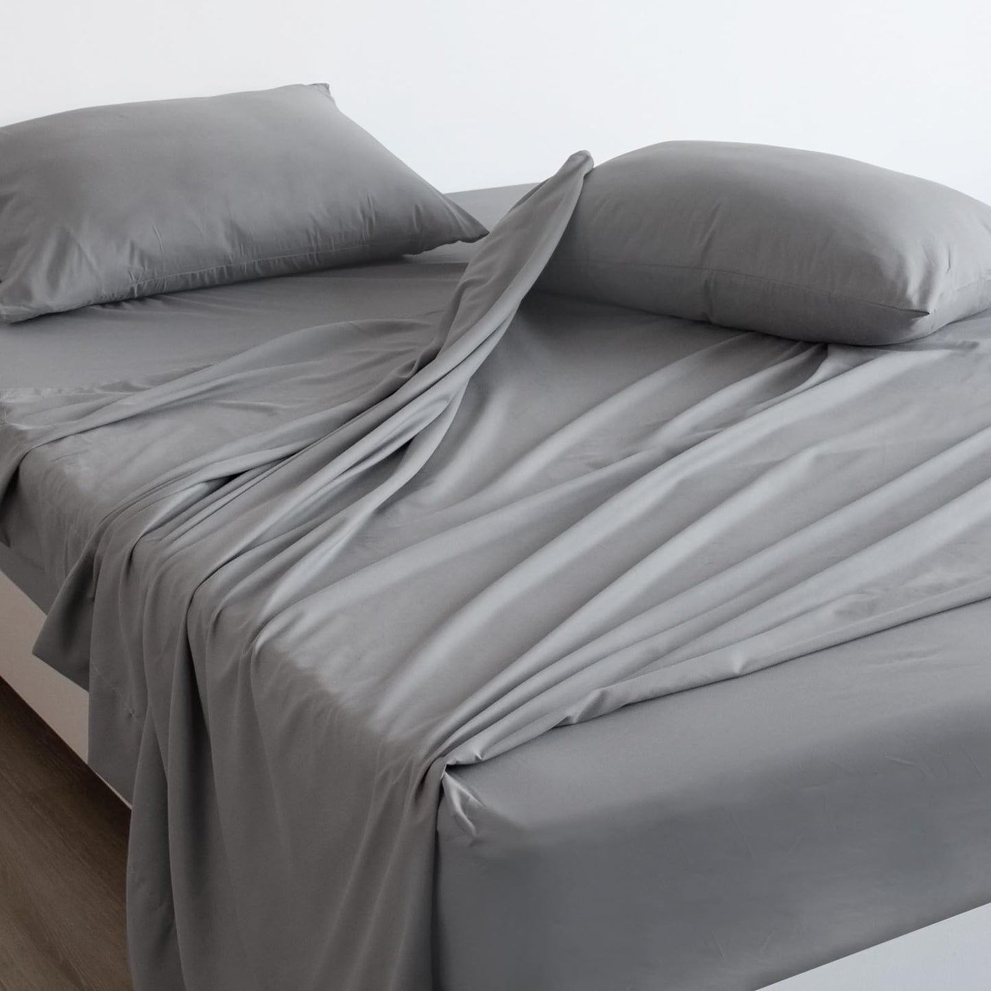 SPRINGSPIRIT Split Top King Sheets Sets for Adjustable Bed, 4 Piece Bed Sheets Set Deep Pockets, Extra Soft and Breathable Bedding Sheets, Grey