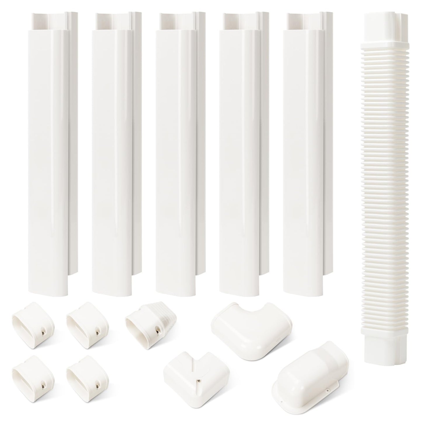 HOXHA 3" W 10Ft L Mini Split Line Set Cover Kit Air Conditioners Decorative PVC Slim Line Cover for Central AC & Heat Pumps Systems Tubing Cover