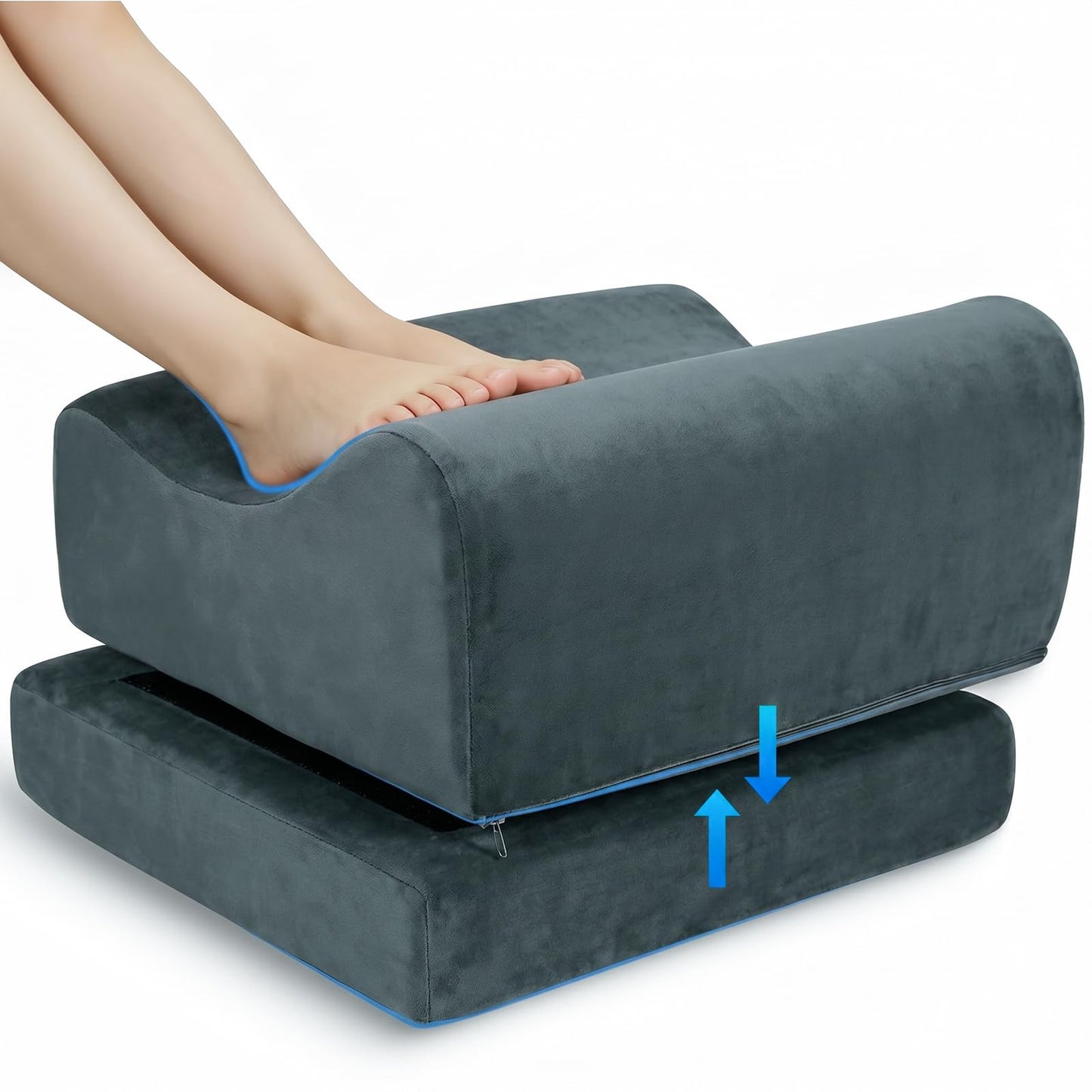 Setguopal Foot Rest for Under Desk, Adjustable Height Ergonomic Footstool for Office Chair and Gaming Chair, Supports Feet and Legs to Relieve Back Hip Fatigue, Anti-Slip Bottom