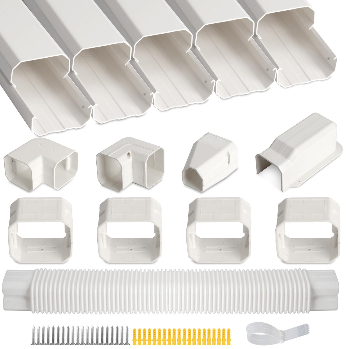 SUREPHON 3" 10Ft Mini Split Line Set Cover, Plastic Line Kit for Outside Units, Mini Split Air Conditioner, Central AC and Heat Pump