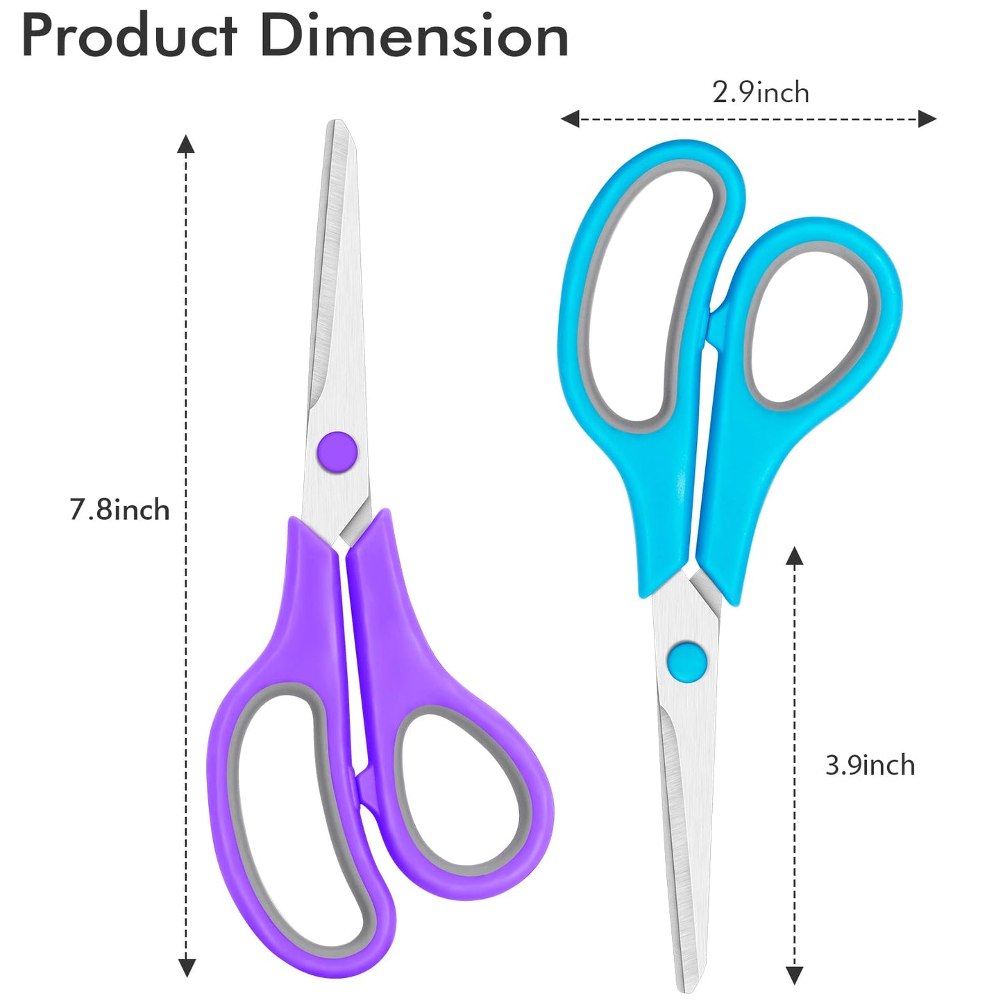 48 Pack Scissors Bulk, 8 Inch Sharp Scissors All Purpose for Office School Classroom, Shear Fabric Sewing Craft Cutting Paper for Adults Teachers Students, School Supplies for Right/Left Handles